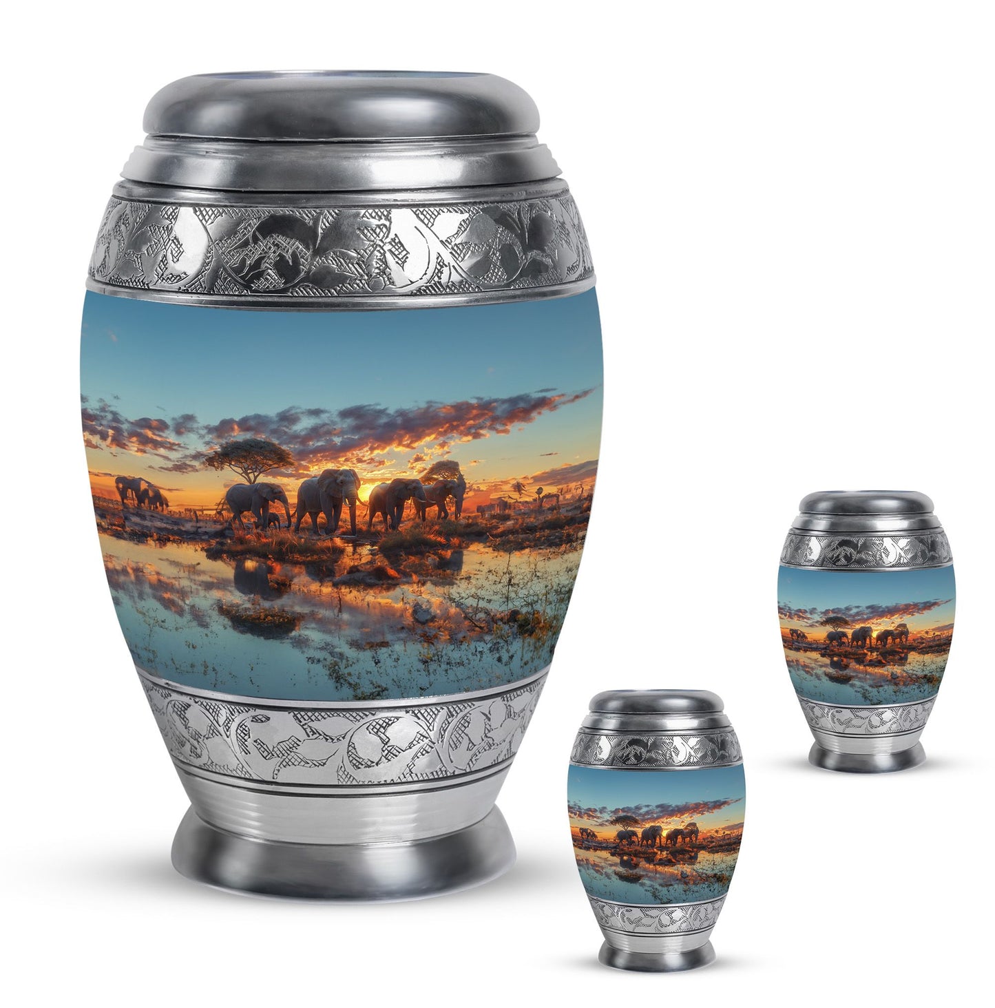 Personalized Elephant Cremation Urn for Human Ashes - 10-inch, 200 cu in - Yatskia
