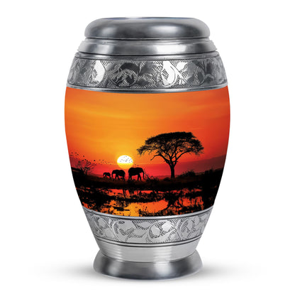 Personalized Elephant Keepsake Urn for Human Ashes - 10-inch, 200 cu in - Yatskia