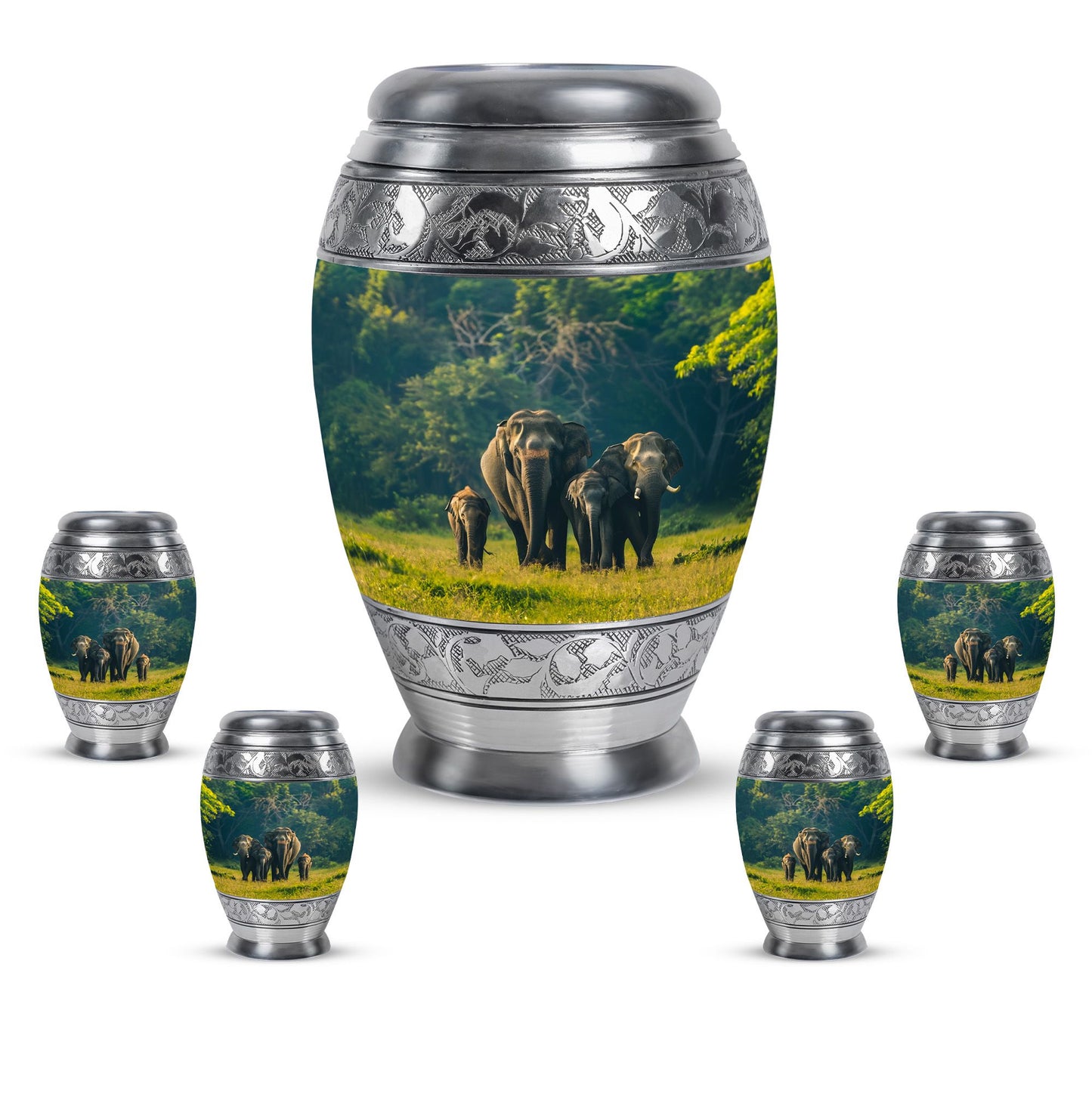 Personalized Elephant Memorial Urn for Human Ashes - 10-inch, 200 cu in - Yatskia