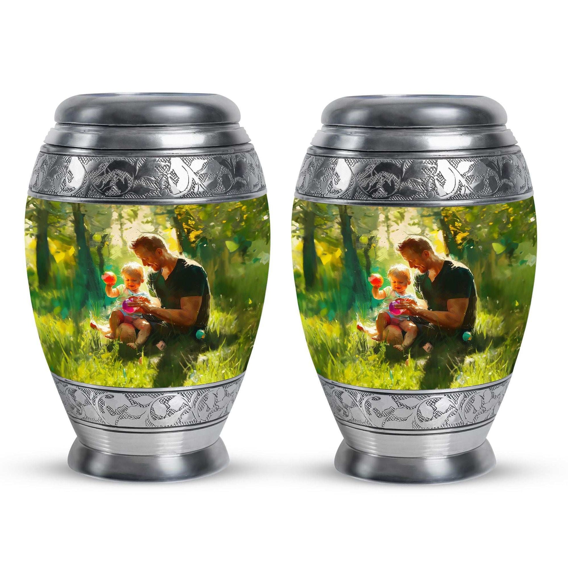 Father & Kids Large & Small Cremation Urns For Human Ashes
