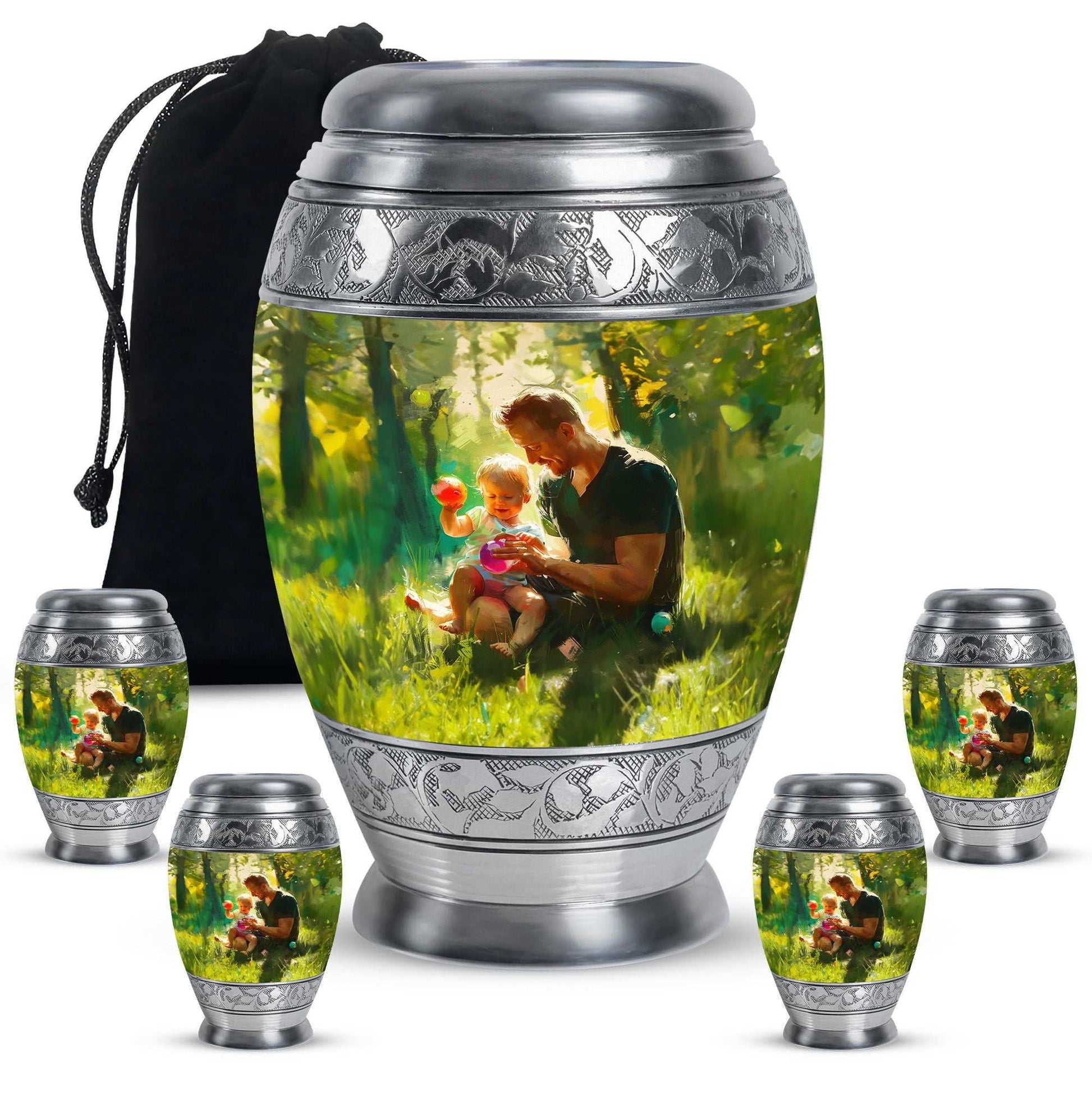 Father & Kids Large & Small Cremation Urns For Human Ashes