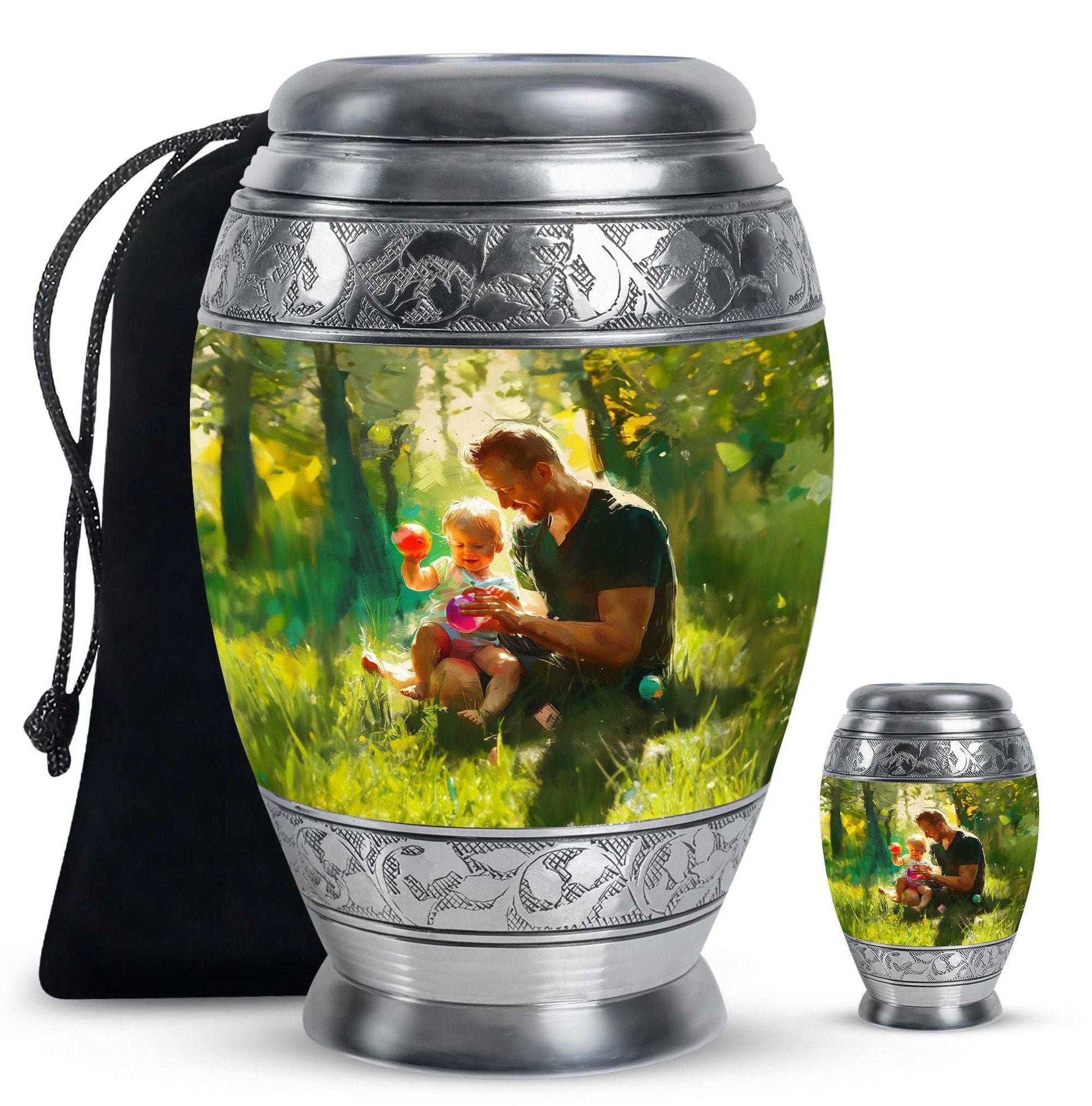 Father & Kids Large & Small Cremation Urns For Human Ashes