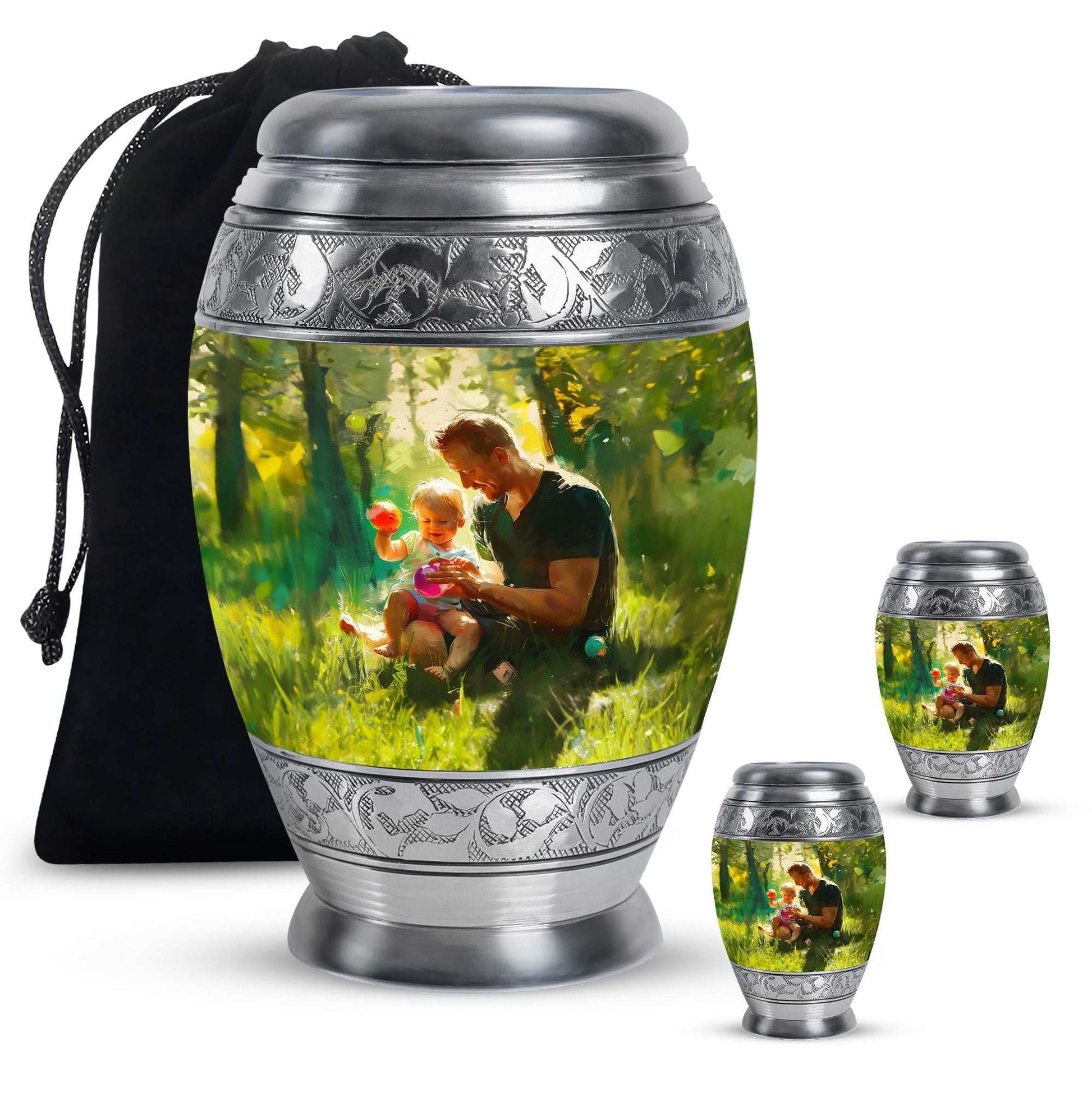 Father & Kids Large & Small Cremation Urns For Human Ashes