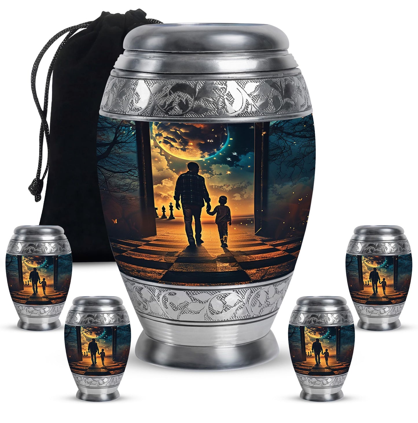 Personalized Father Keepsake Urn for Human Ashes - 10-inch, 200 cu in - Yatskia
