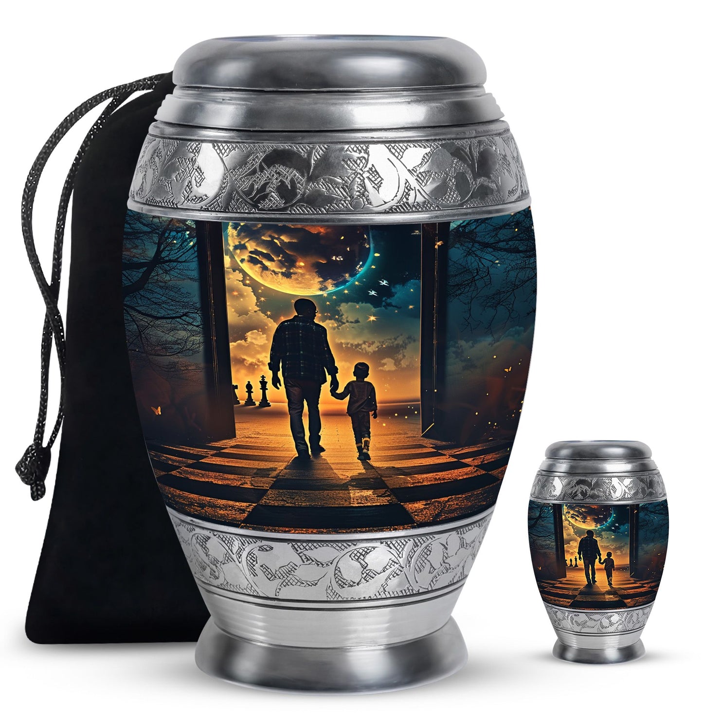 Personalized Father Keepsake Urn for Human Ashes - 10-inch, 200 cu in - Yatskia