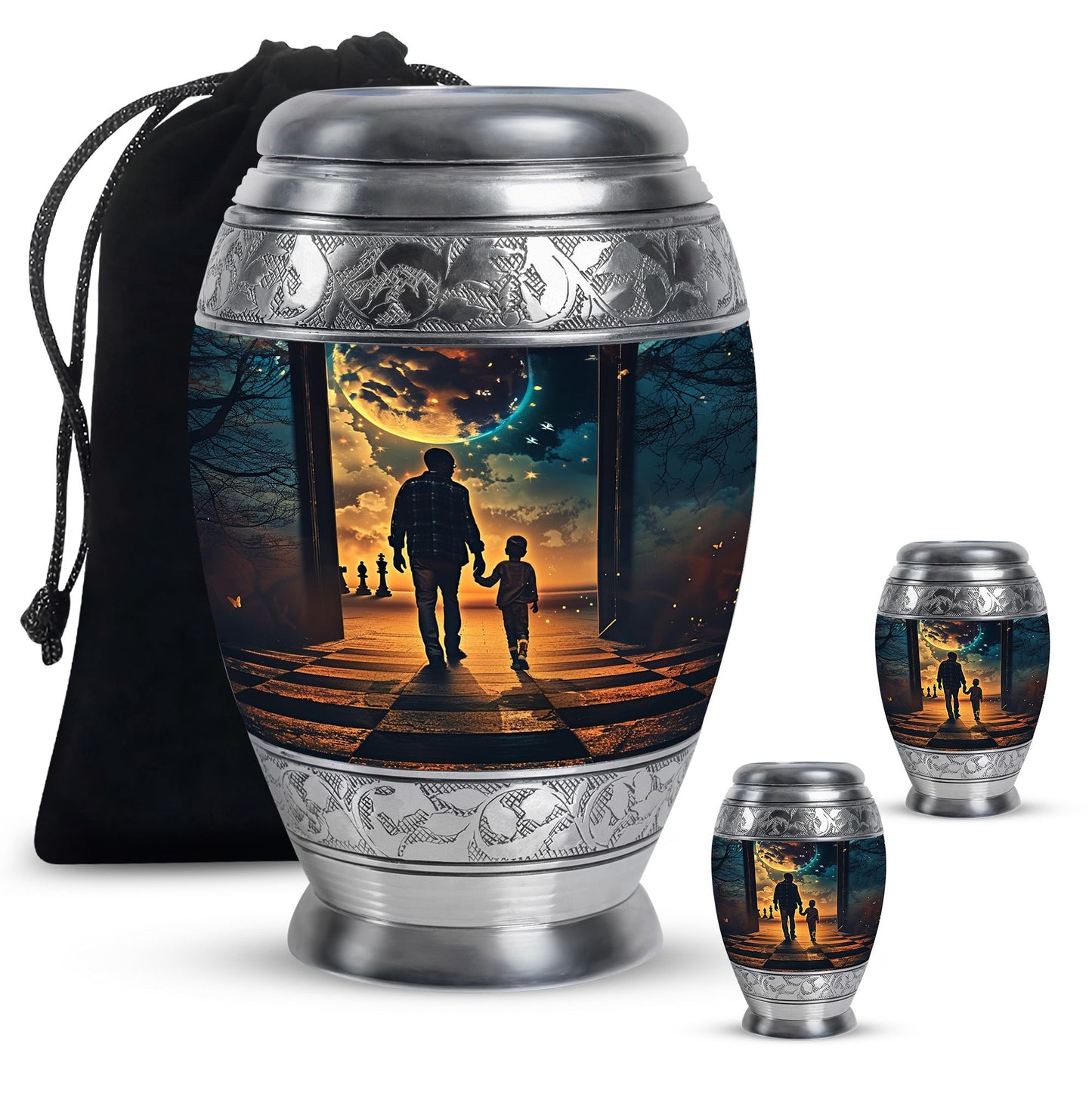 Personalized Father Keepsake Urn for Human Ashes - 10-inch, 200 cu in - Yatskia