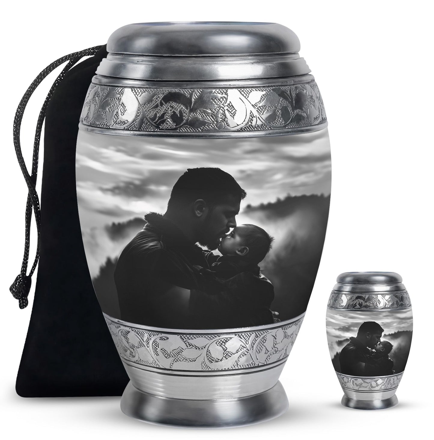 Personalized Father Cremation Urn for Adult - 10-inch, 200 cu in - Yatskia