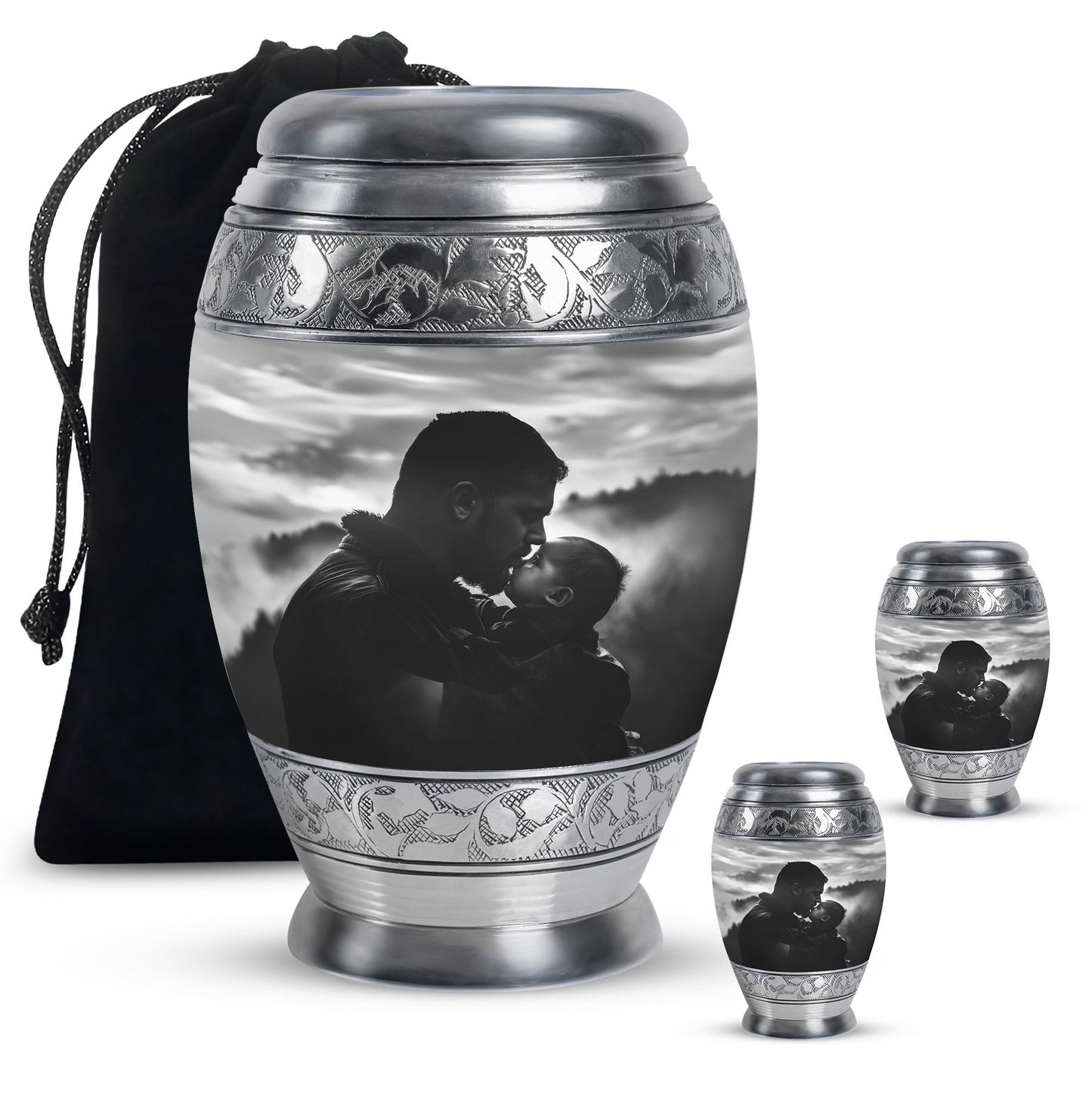 Personalized Father Cremation Urn for Adult - 10-inch, 200 cu in - Yatskia