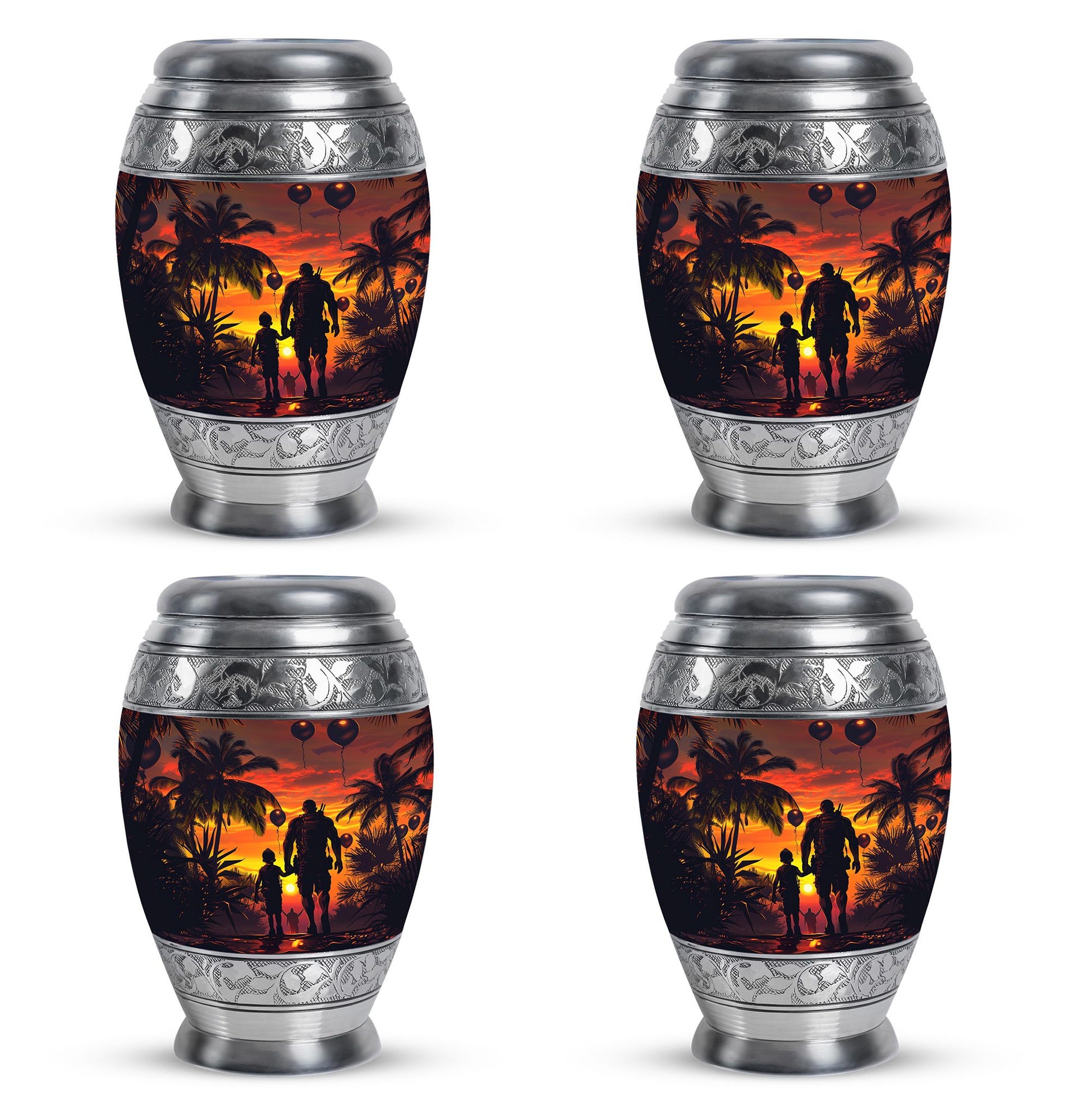Father and Son Cremation Urns For Human Ashes - Sunset Funeral Urn