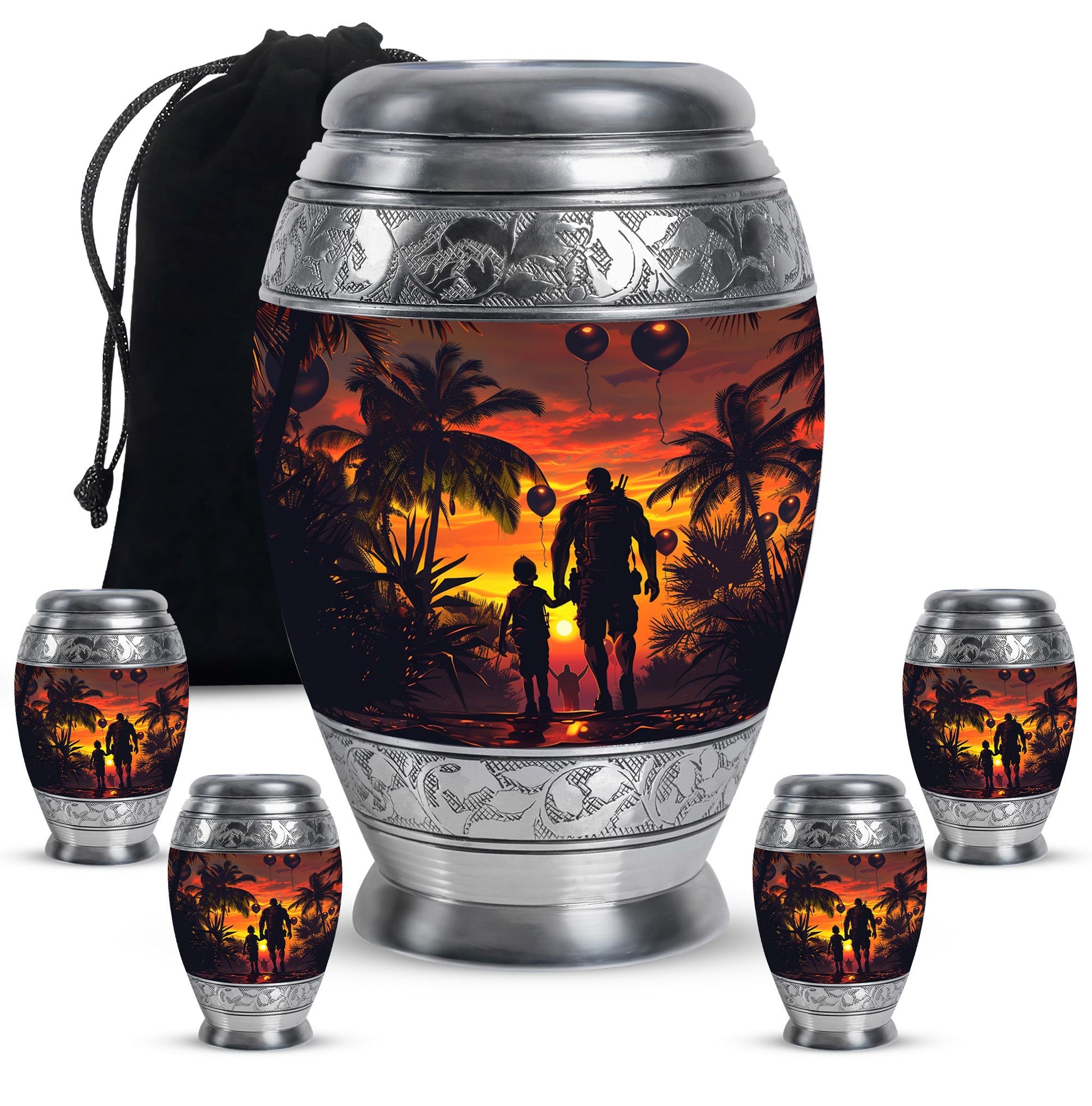 Father and Son Cremation Urns For Human Ashes - Sunset Funeral Urn