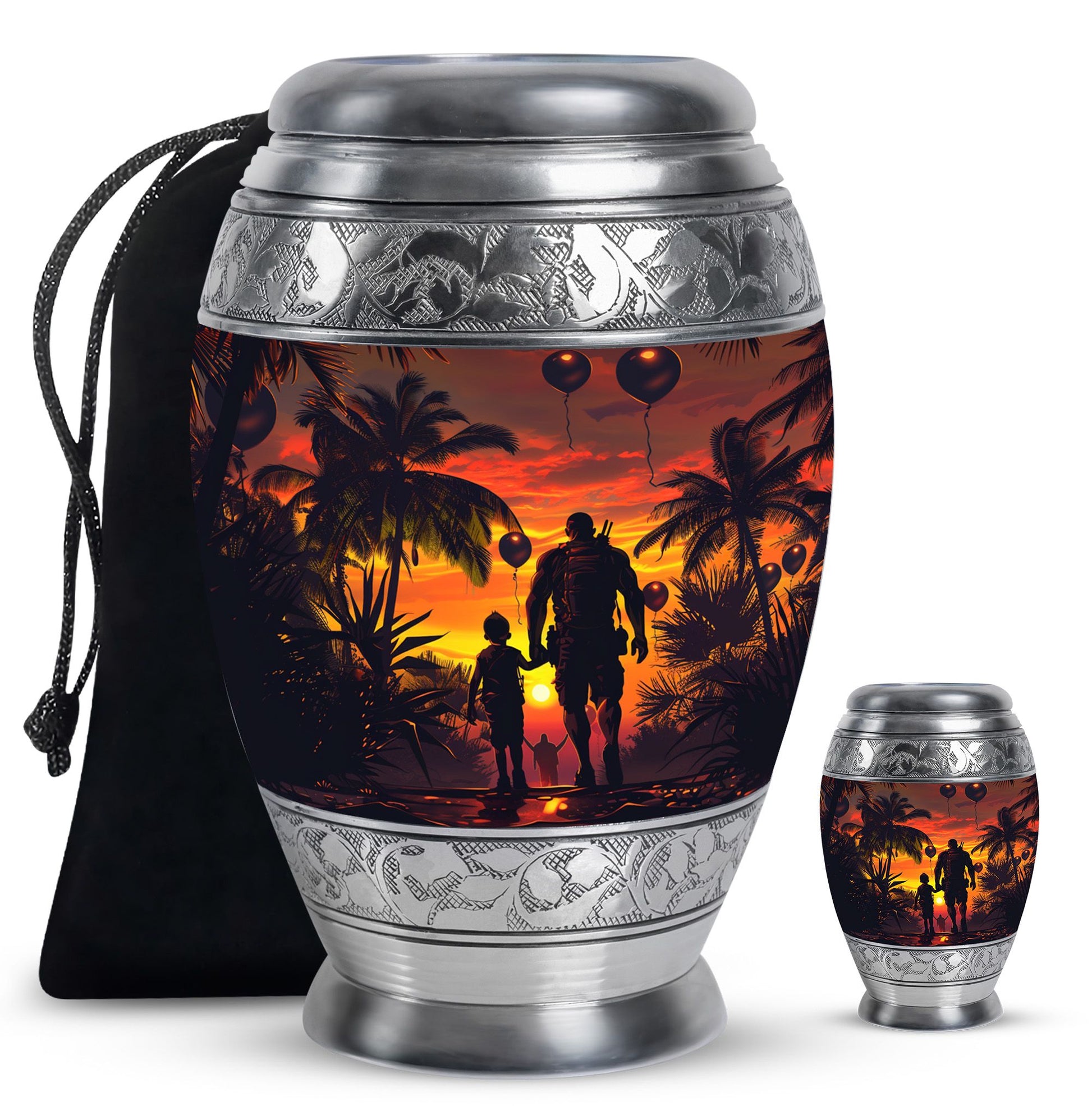 Father and Son Cremation Urns For Human Ashes - Sunset Funeral Urn
