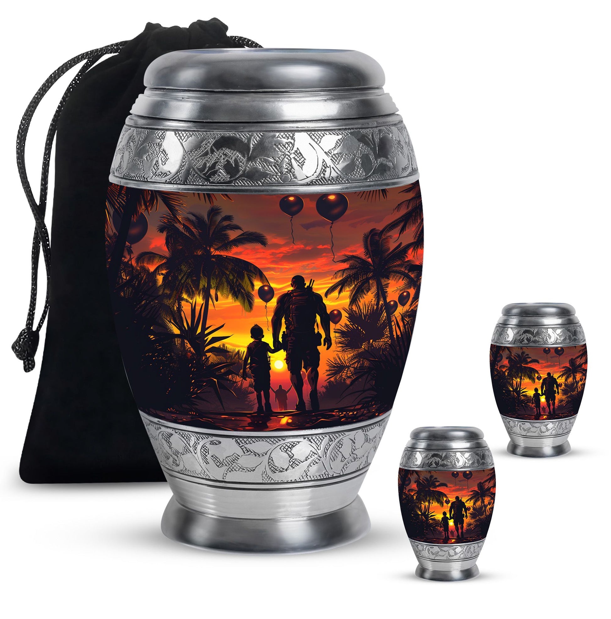 Father and Son Cremation Urns For Human Ashes - Sunset Funeral Urn