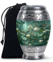Lotus Cremation Urn for Women – Green Floral Funeral Urn For Ashes Female