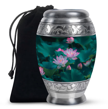 Personalized Flower Cremation Urn for Human Ashes - 10-inch, 200 cu in - Yatskia