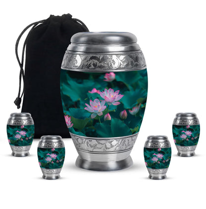 Personalized Flower Cremation Urn for Human Ashes - 10-inch, 200 cu in - Yatskia