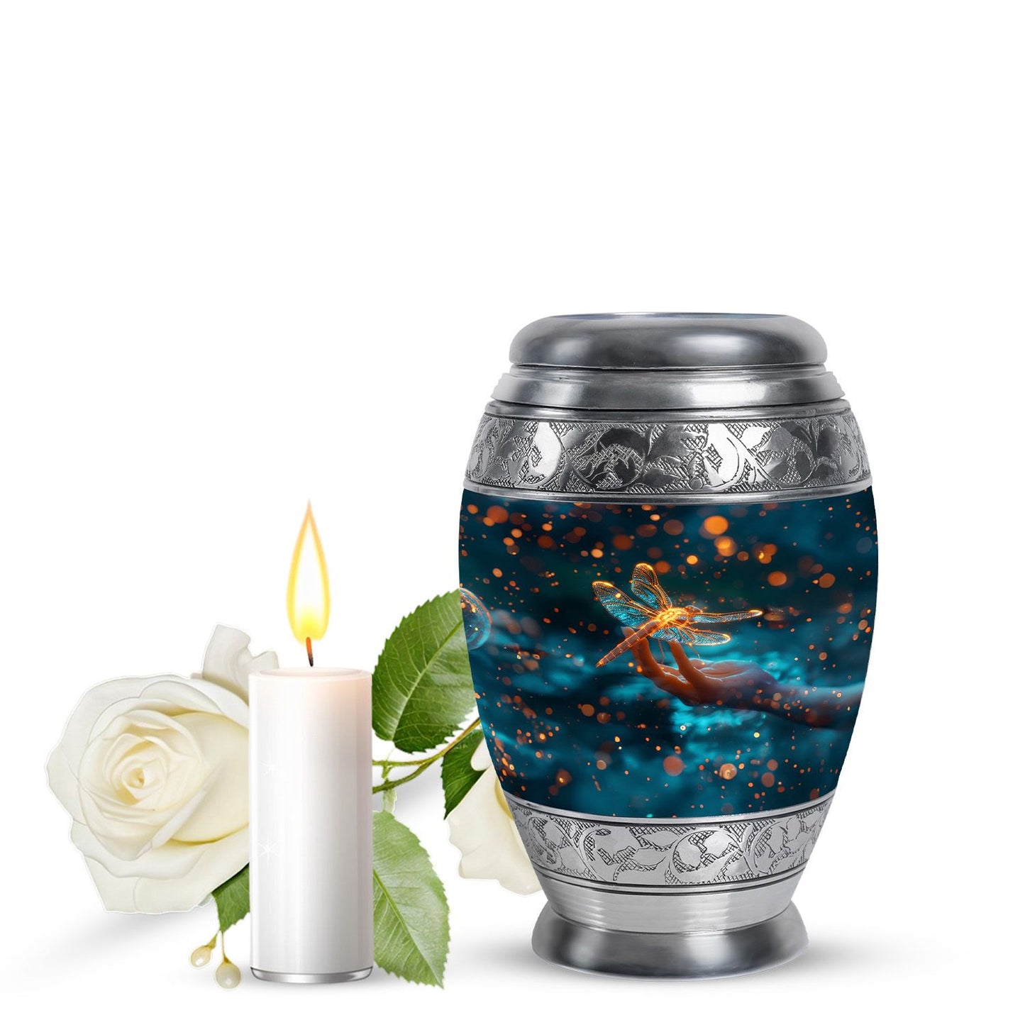 Personalized Dragonfly Cremation Urn for Human Ashes - 10-inch, 200 cu in - Yatskia