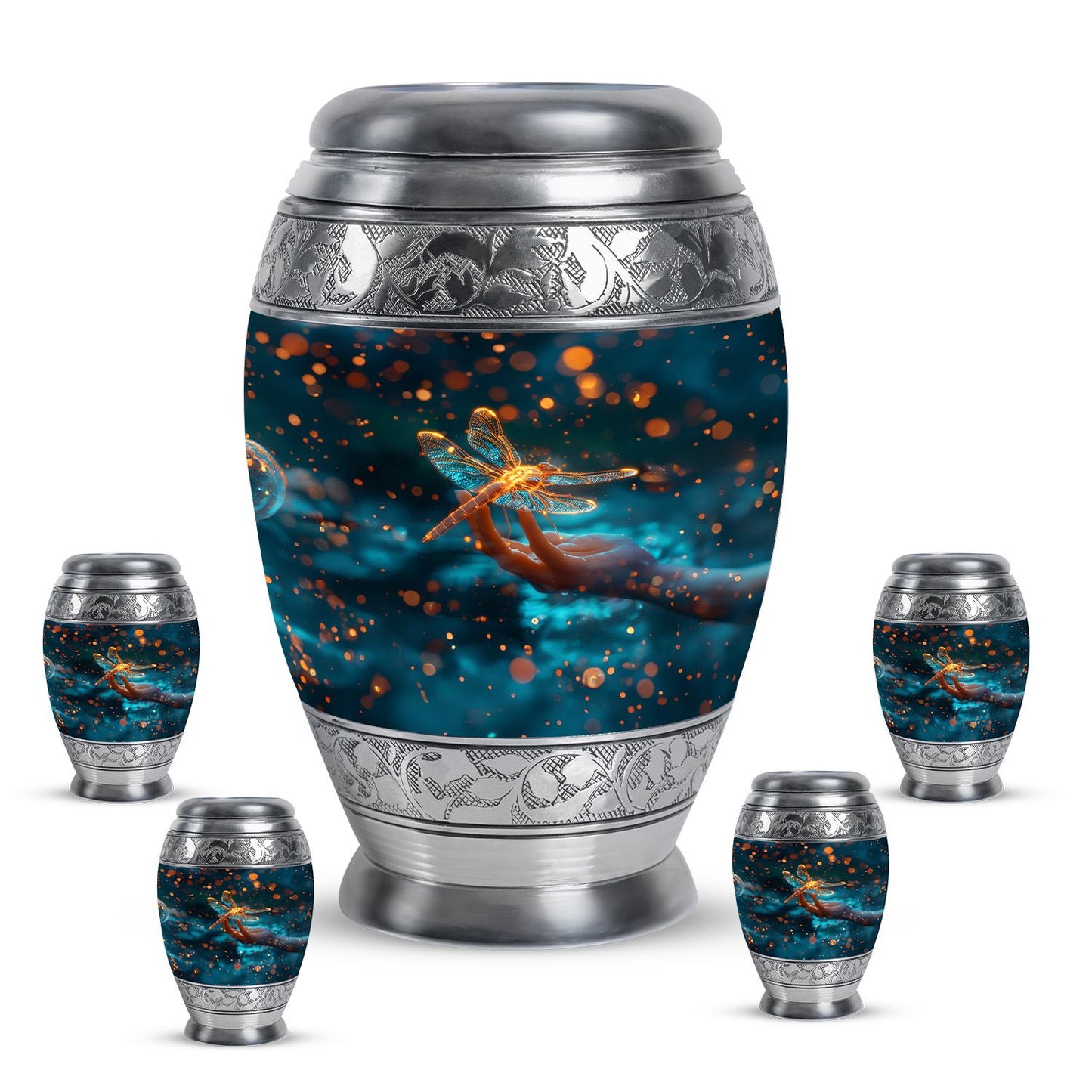 Personalized Dragonfly Cremation Urn for Human Ashes - 10-inch, 200 cu in - Yatskia