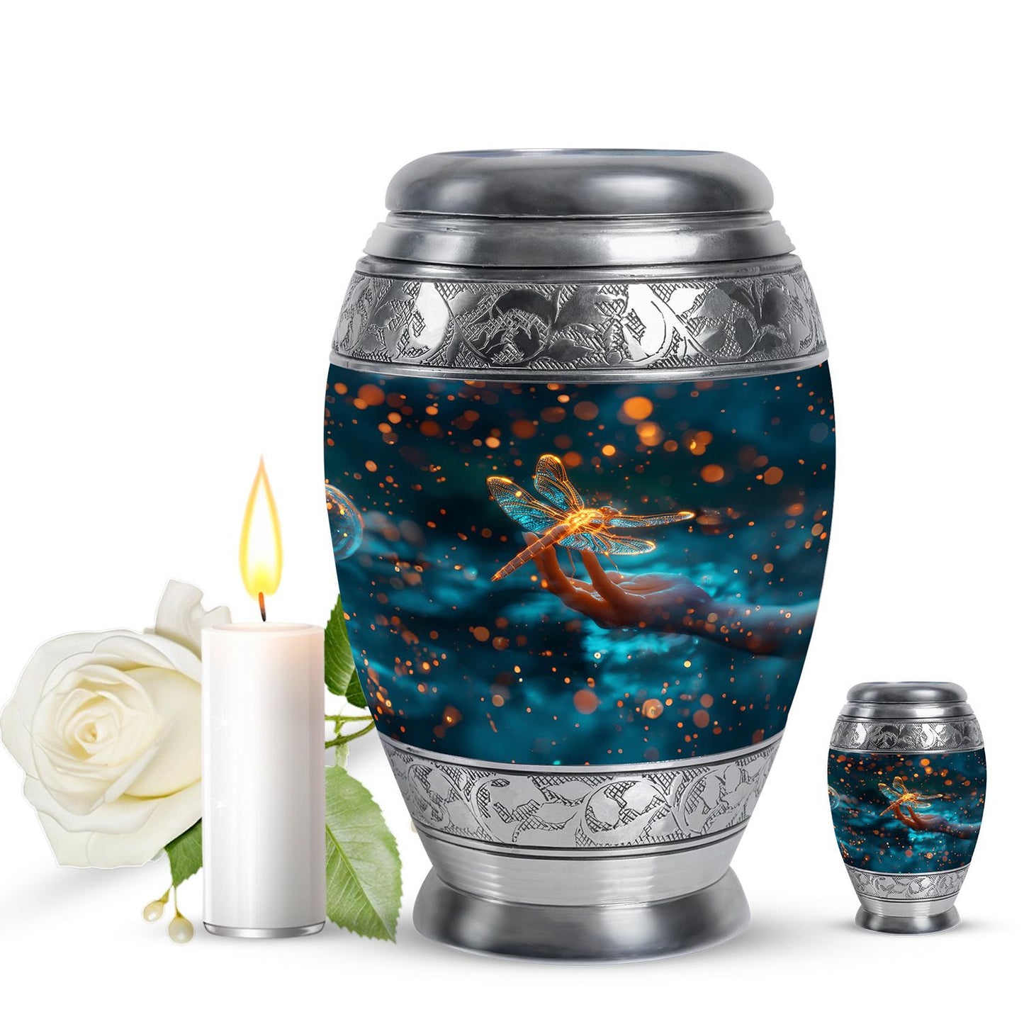 Personalized Dragonfly Cremation Urn for Human Ashes - 10-inch, 200 cu in - Yatskia