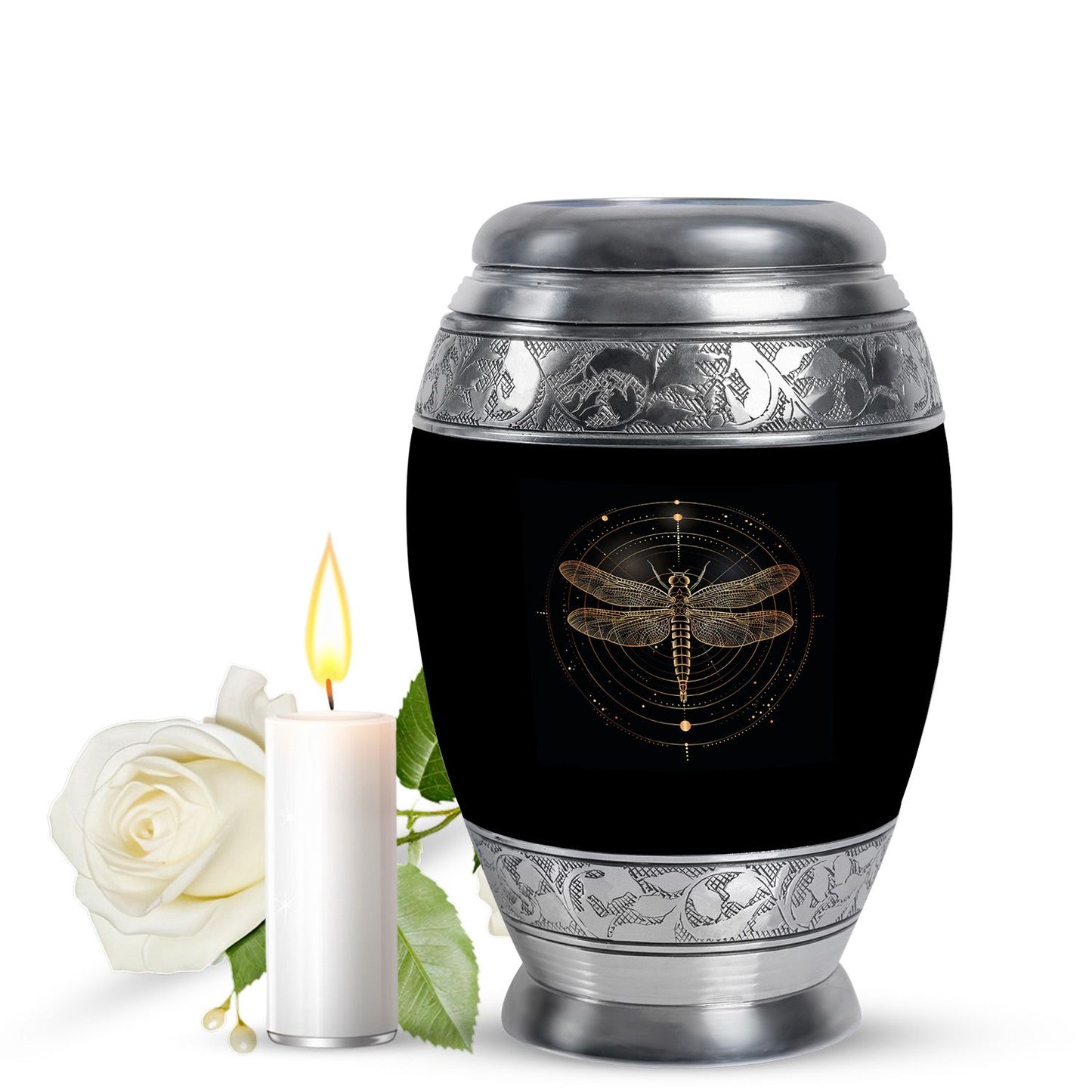 Personalized Dragonfly Cremation Urn for Human Ashes - 10-inch, 200 cu in - Yatskia
