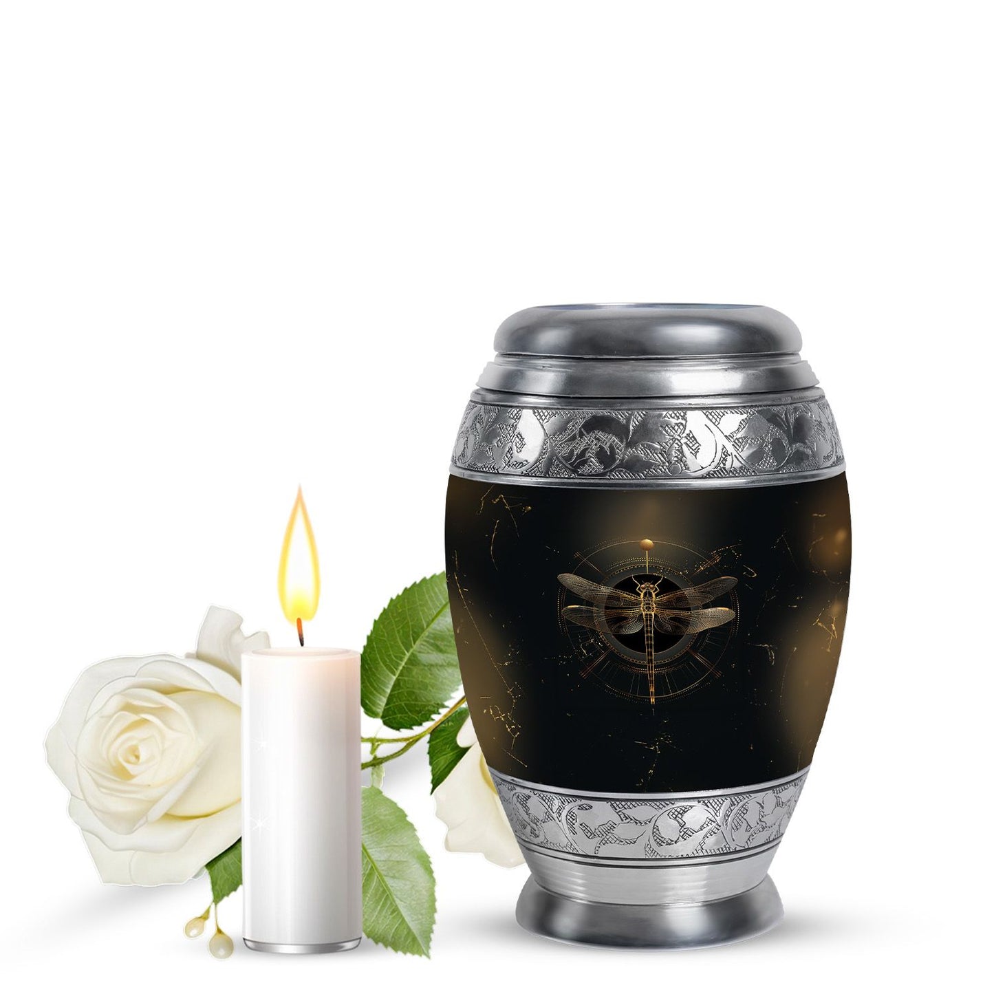Personalized Dragonfly Cremation Urn for Human Ashes - 10-inch, 200 cu in - Yatskia