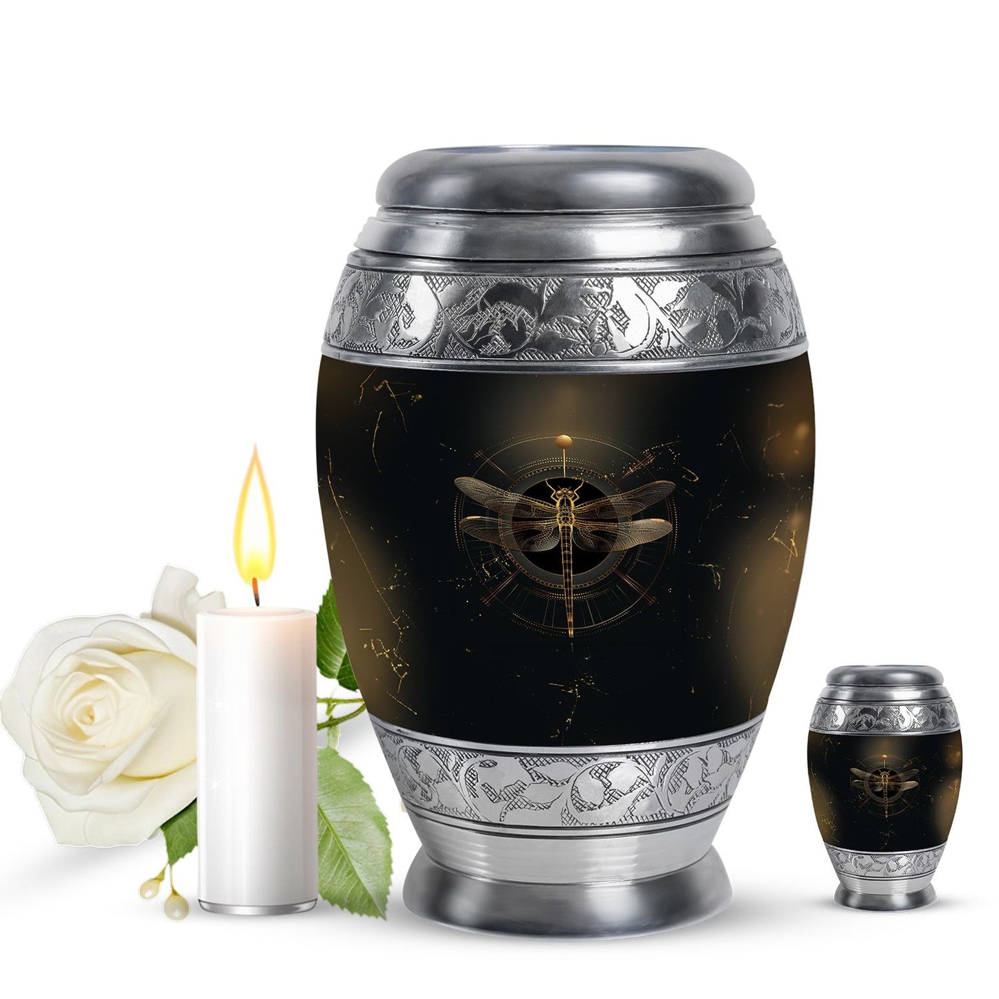 Personalized Dragonfly Cremation Urn for Human Ashes - 10-inch, 200 cu in - Yatskia