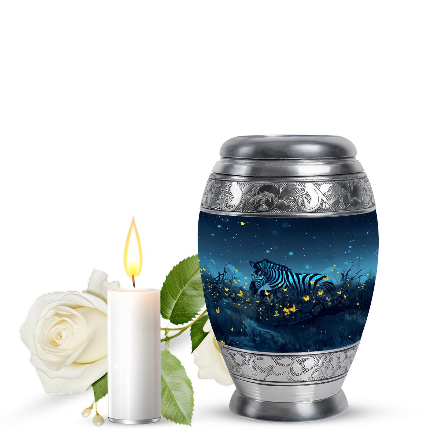 Personalized Zebra Cremation Urn for Human Ashes - 10-inch, 200 cu in - Yatskia