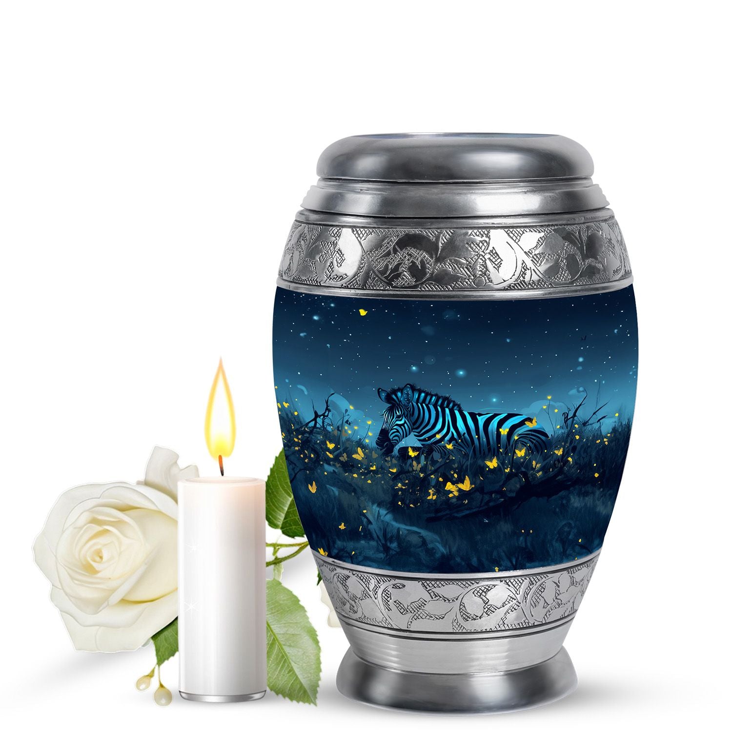 Zebra Metal Urns For Human Ashes Funeral, Ashes Cremation Urn