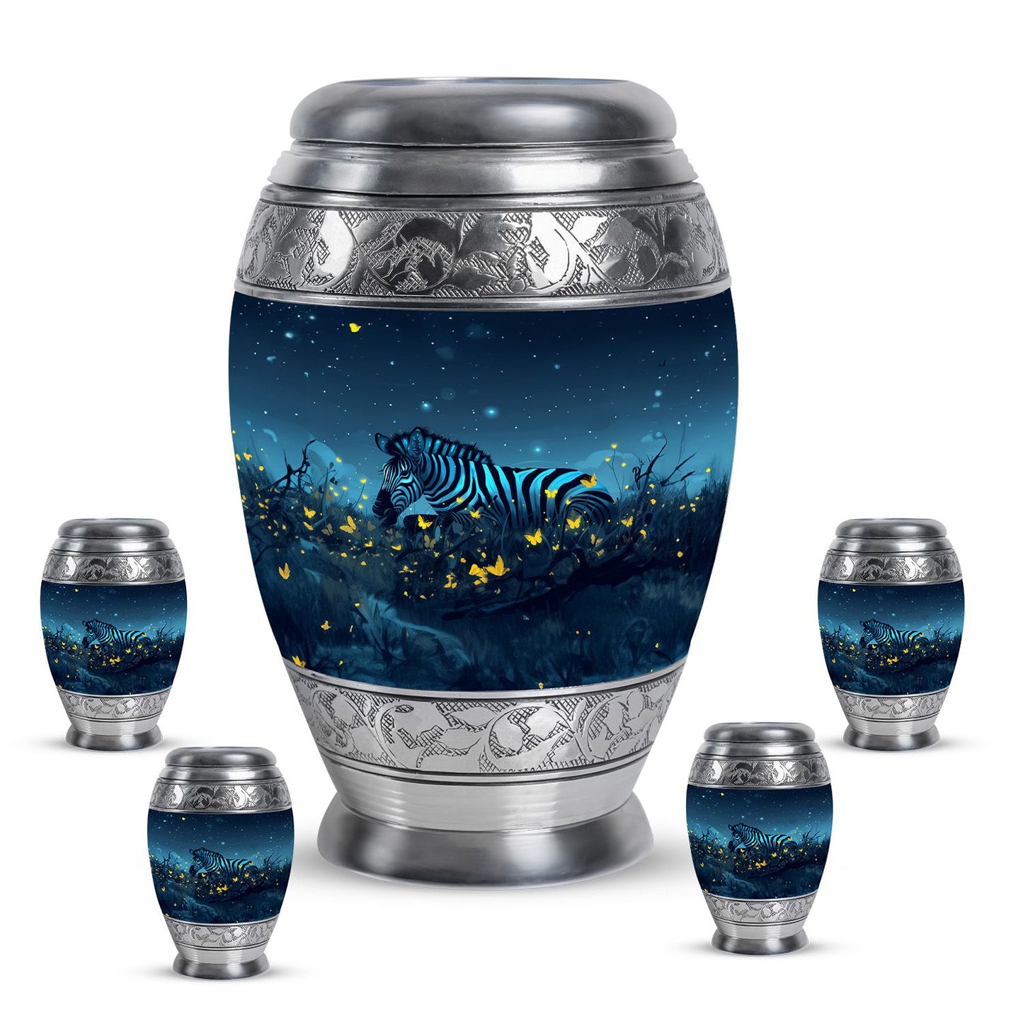 Personalized Zebra Cremation Urn for Human Ashes - 10-inch, 200 cu in - Yatskia