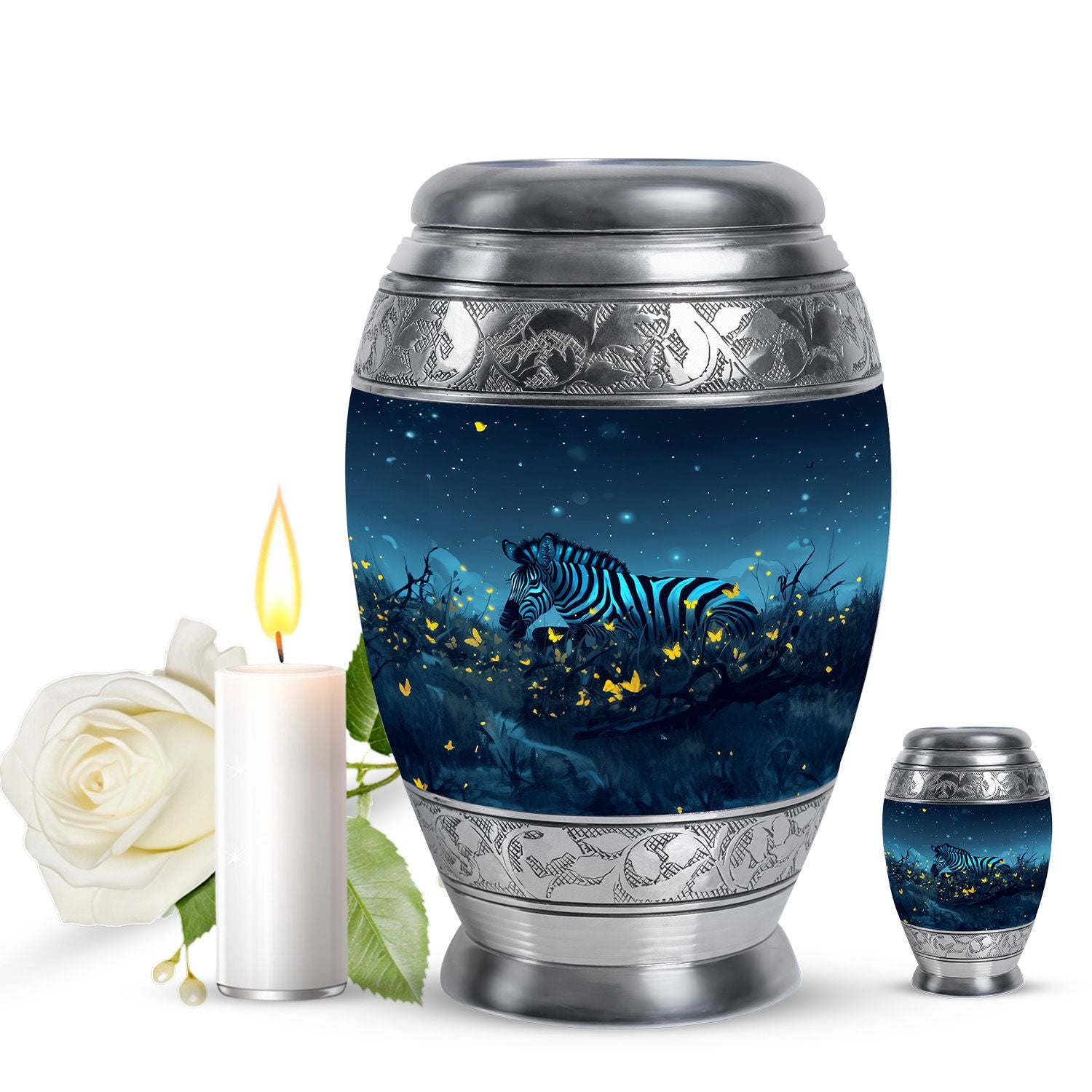 Zebra Metal Urns For Human Ashes Funeral, Ashes Cremation Urn