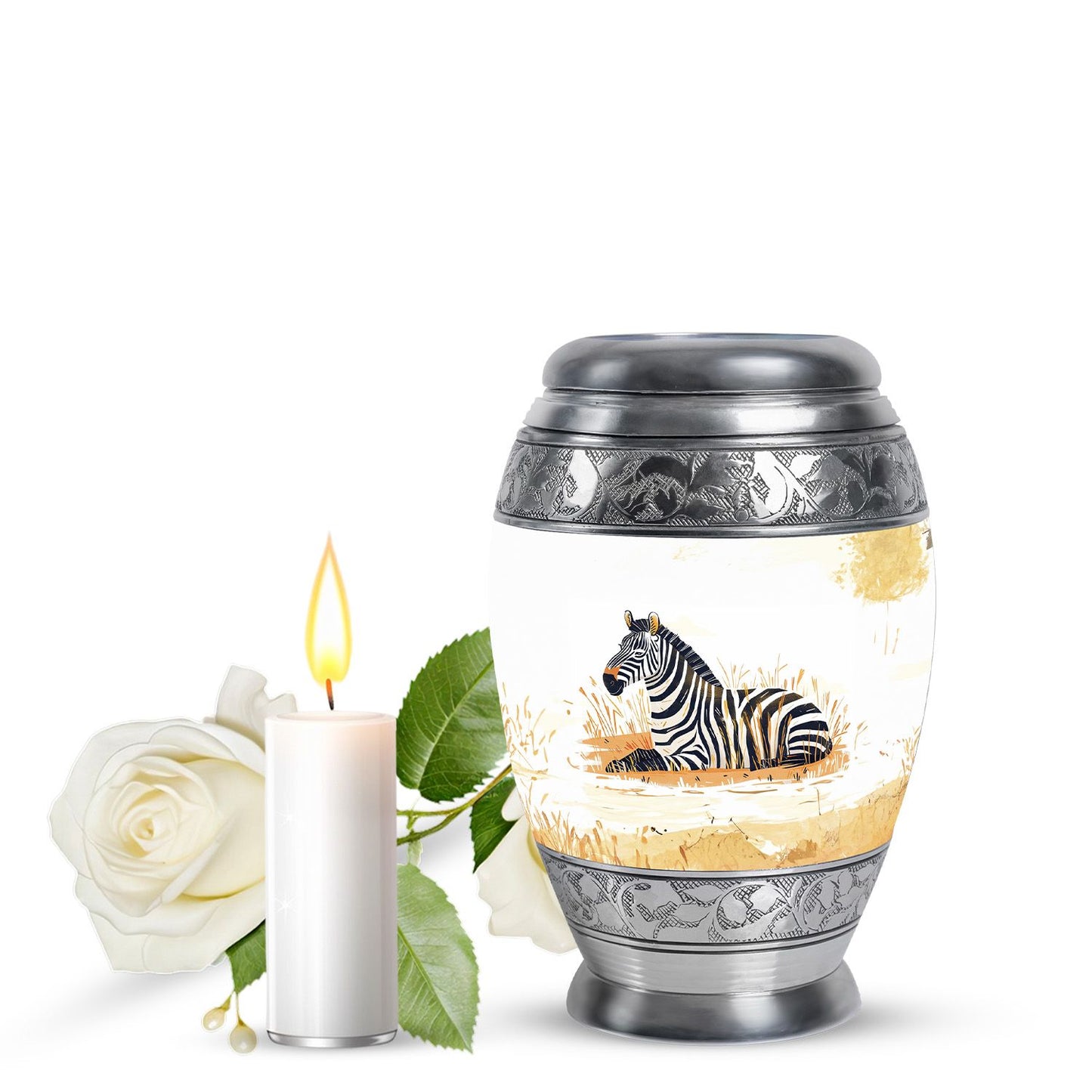 Personalized Zebra Cremation Urn for Human Ashes - 10-inch, 200 cu in - Yatskia