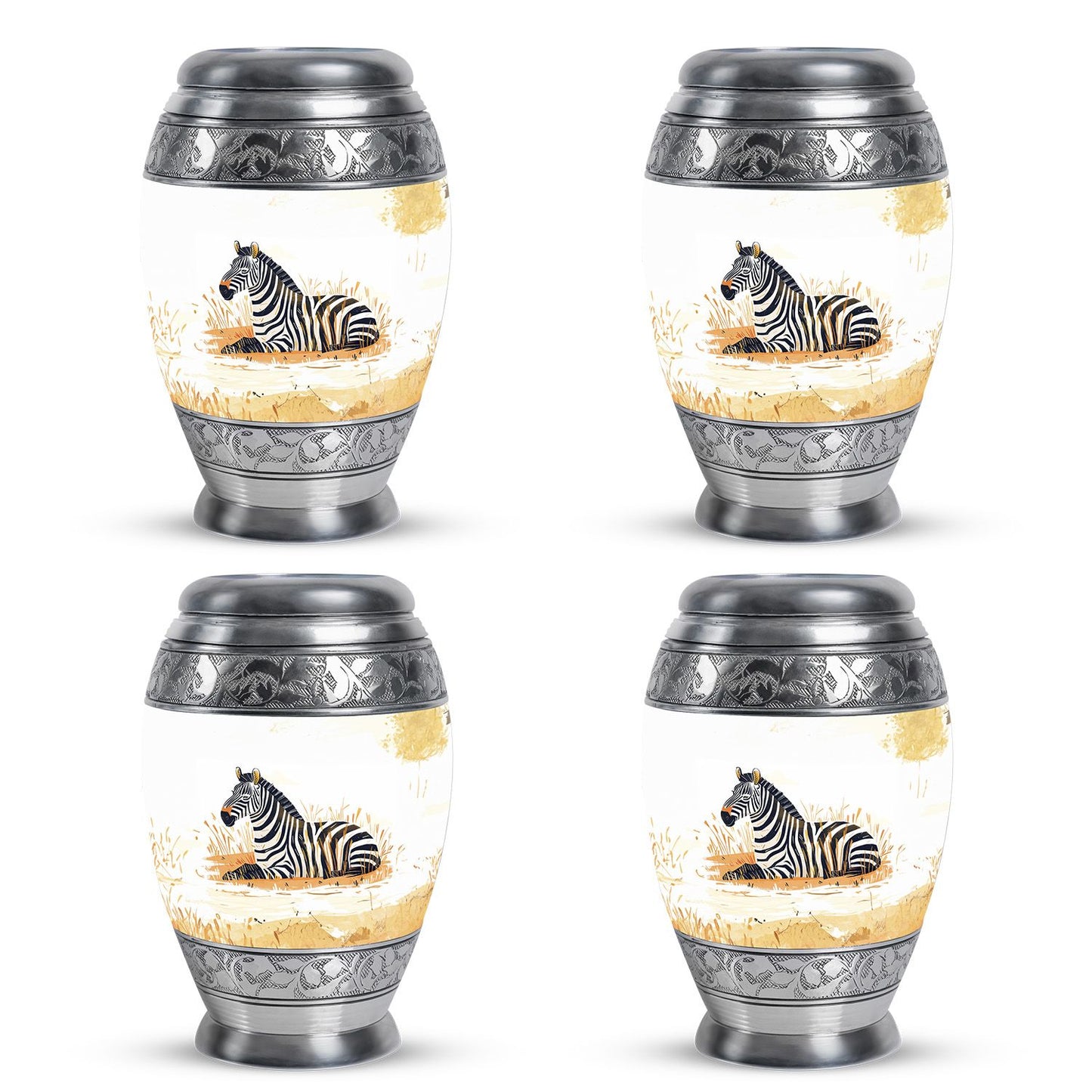 Personalized Zebra Cremation Urn for Human Ashes - 10-inch, 200 cu in - Yatskia