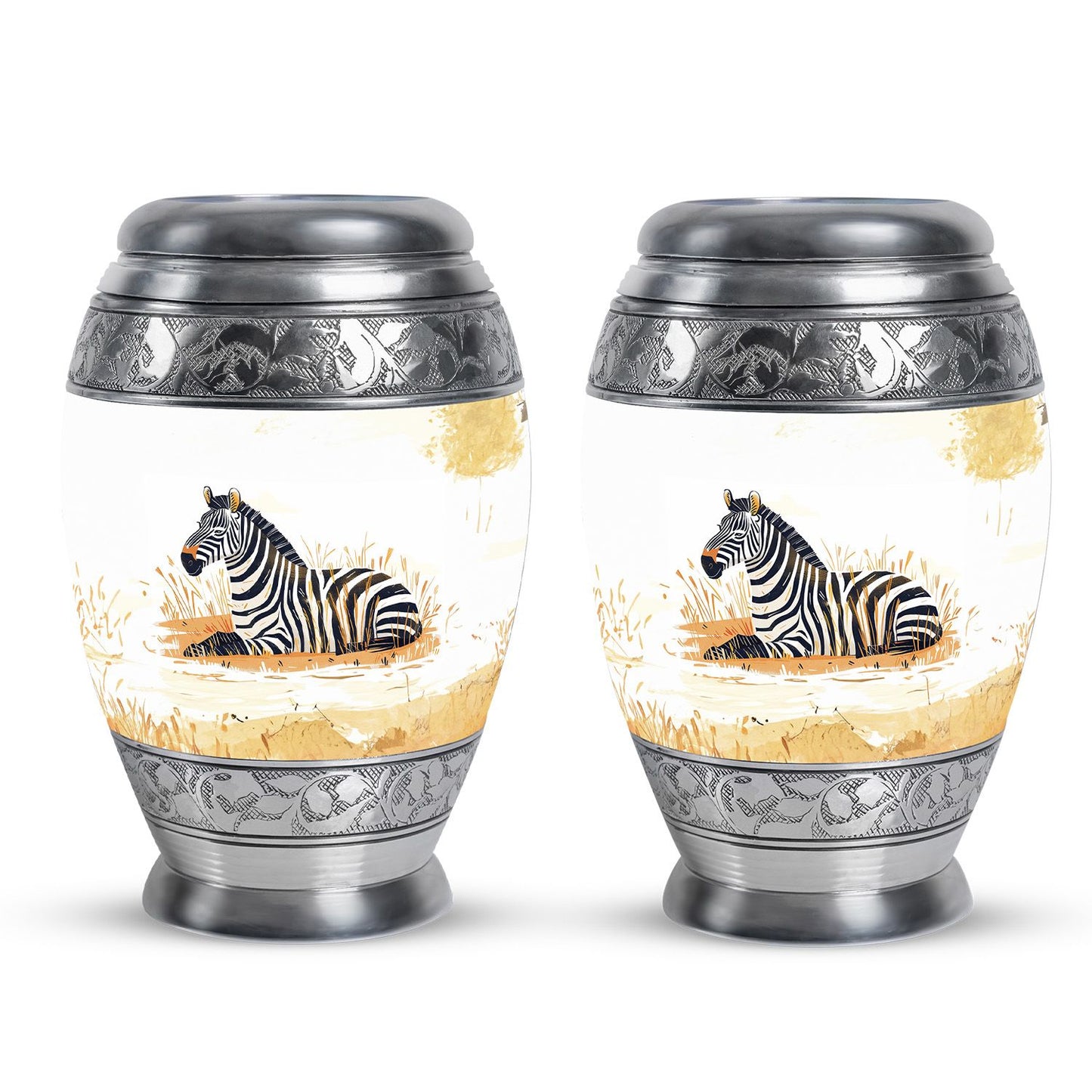 Personalized Zebra Cremation Urn for Human Ashes - 10-inch, 200 cu in - Yatskia