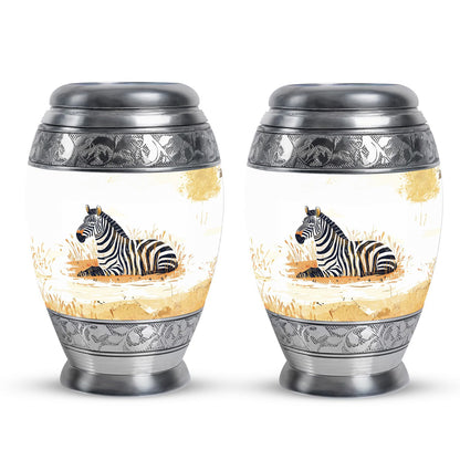 Personalized Zebra Cremation Urn for Human Ashes - 10-inch, 200 cu in - Yatskia