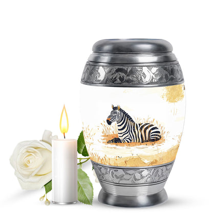 Personalized Zebra Cremation Urn for Human Ashes - 10-inch, 200 cu in - Yatskia