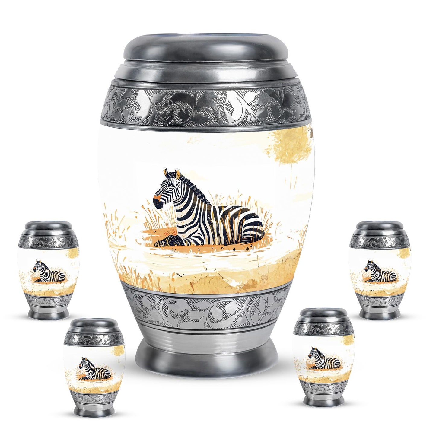 Personalized Zebra Cremation Urn for Human Ashes - 10-inch, 200 cu in - Yatskia