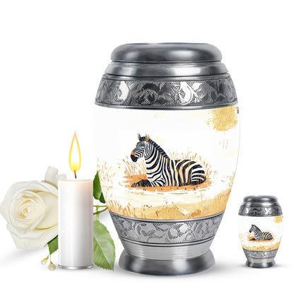 Personalized Zebra Cremation Urn for Human Ashes - 10-inch, 200 cu in - Yatskia