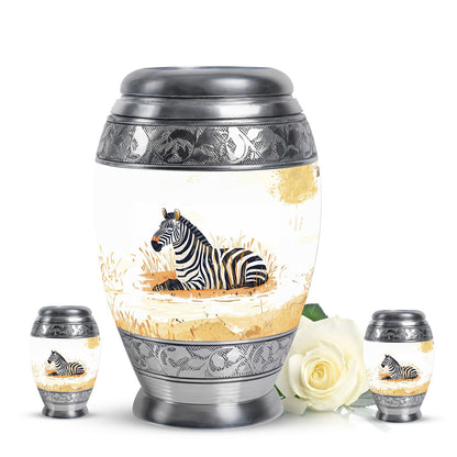 Personalized Zebra Cremation Urn for Human Ashes - 10-inch, 200 cu in - Yatskia