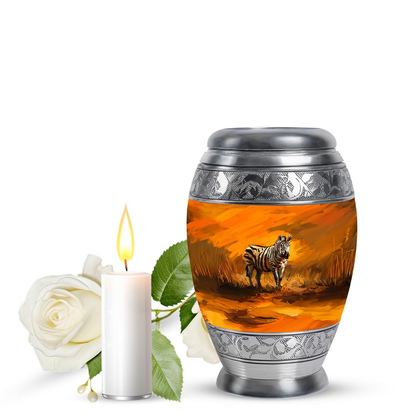 Personalized Zebra Cremation Urn for Human Ashes - 10-inch, 200 cu in - Yatskia