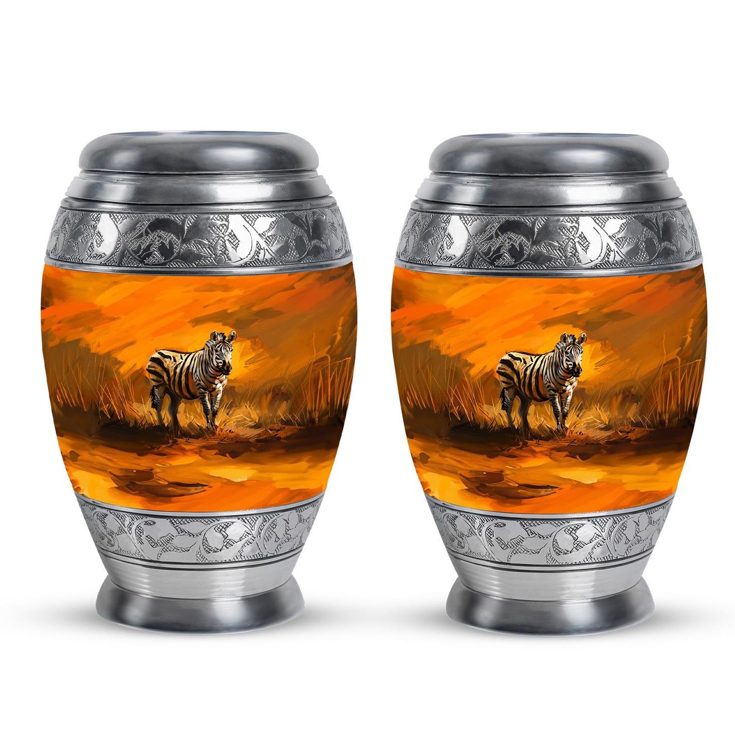 Personalized Zebra Cremation Urn for Human Ashes - 10-inch, 200 cu in - Yatskia