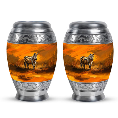 Personalized Zebra Cremation Urn for Human Ashes - 10-inch, 200 cu in - Yatskia