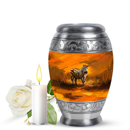Personalized Zebra Cremation Urn for Human Ashes - 10-inch, 200 cu in - Yatskia