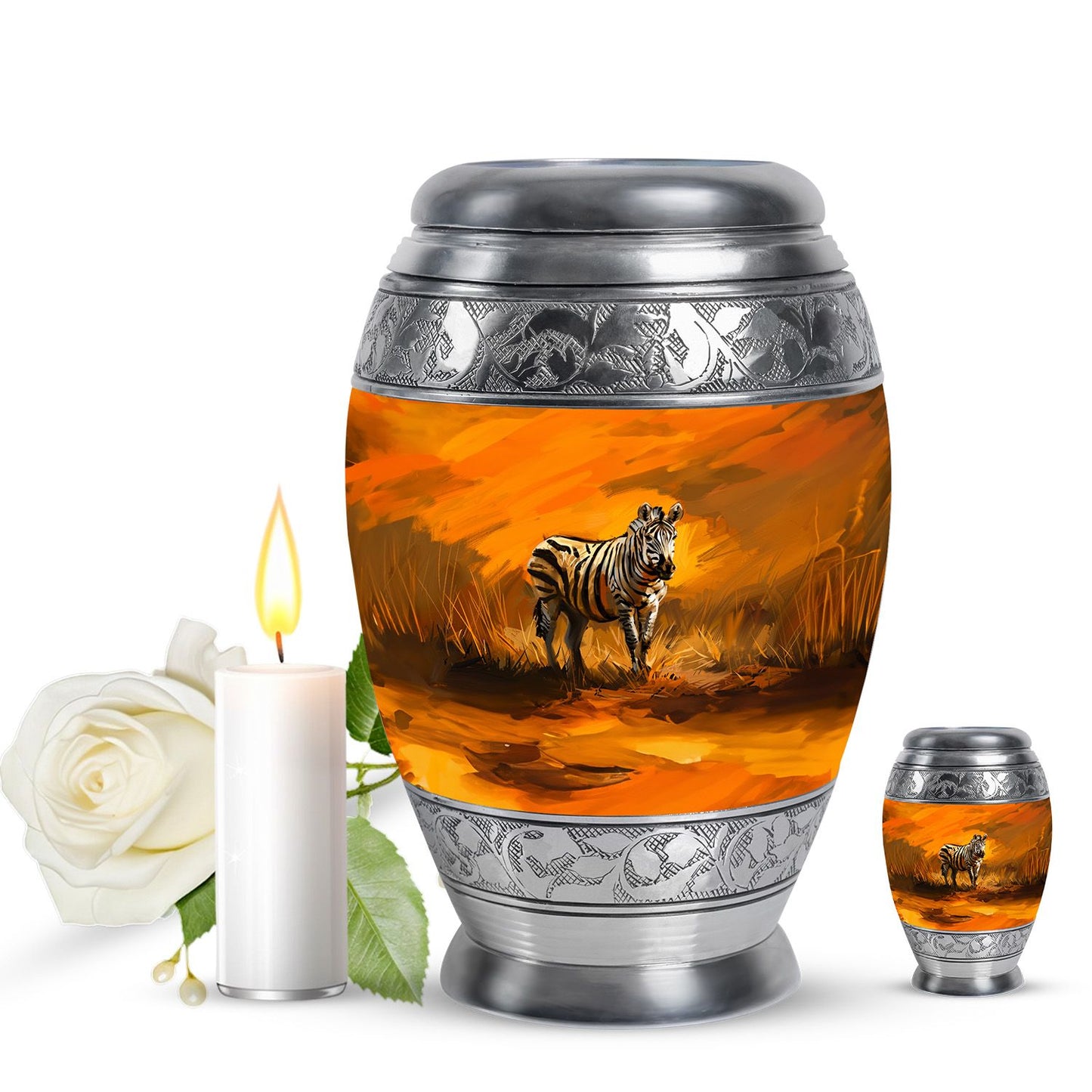 Personalized Zebra Cremation Urn for Human Ashes - 10-inch, 200 cu in - Yatskia