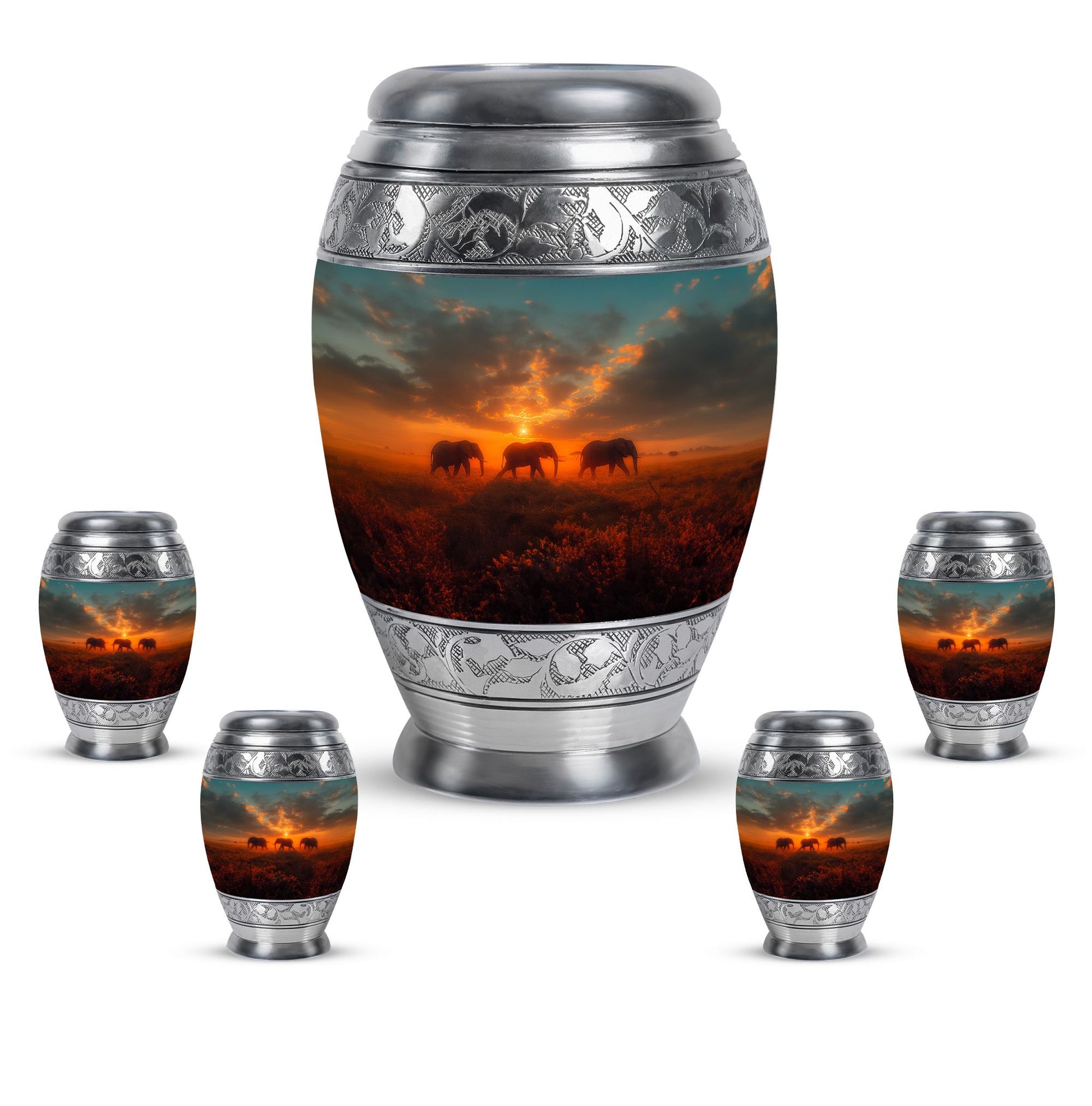 Elephant Family Unique Urns Funeral, Ashes Memorial Urn
