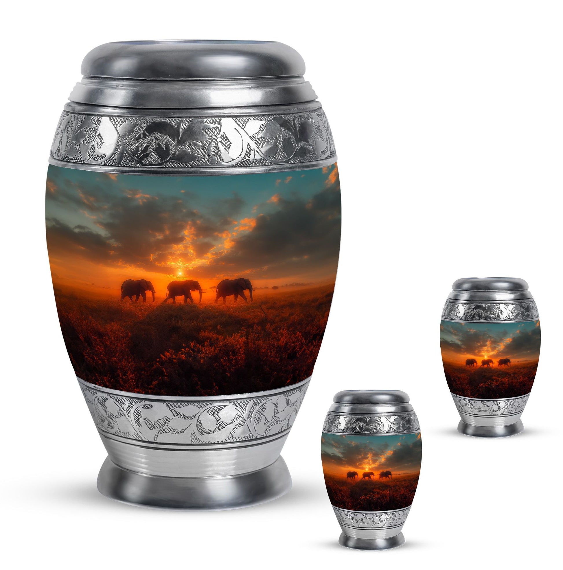Elephant Family Unique Urns Funeral, Ashes Memorial Urn