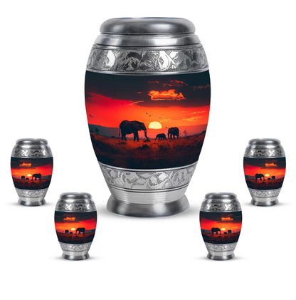 Personalized Elephant Keepsake Urn for Human Ashes - 10-inch, 200 cu in - Yatskia
