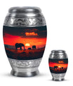 Elephant Family Medium Size Urn Funeral, Ashes Urn