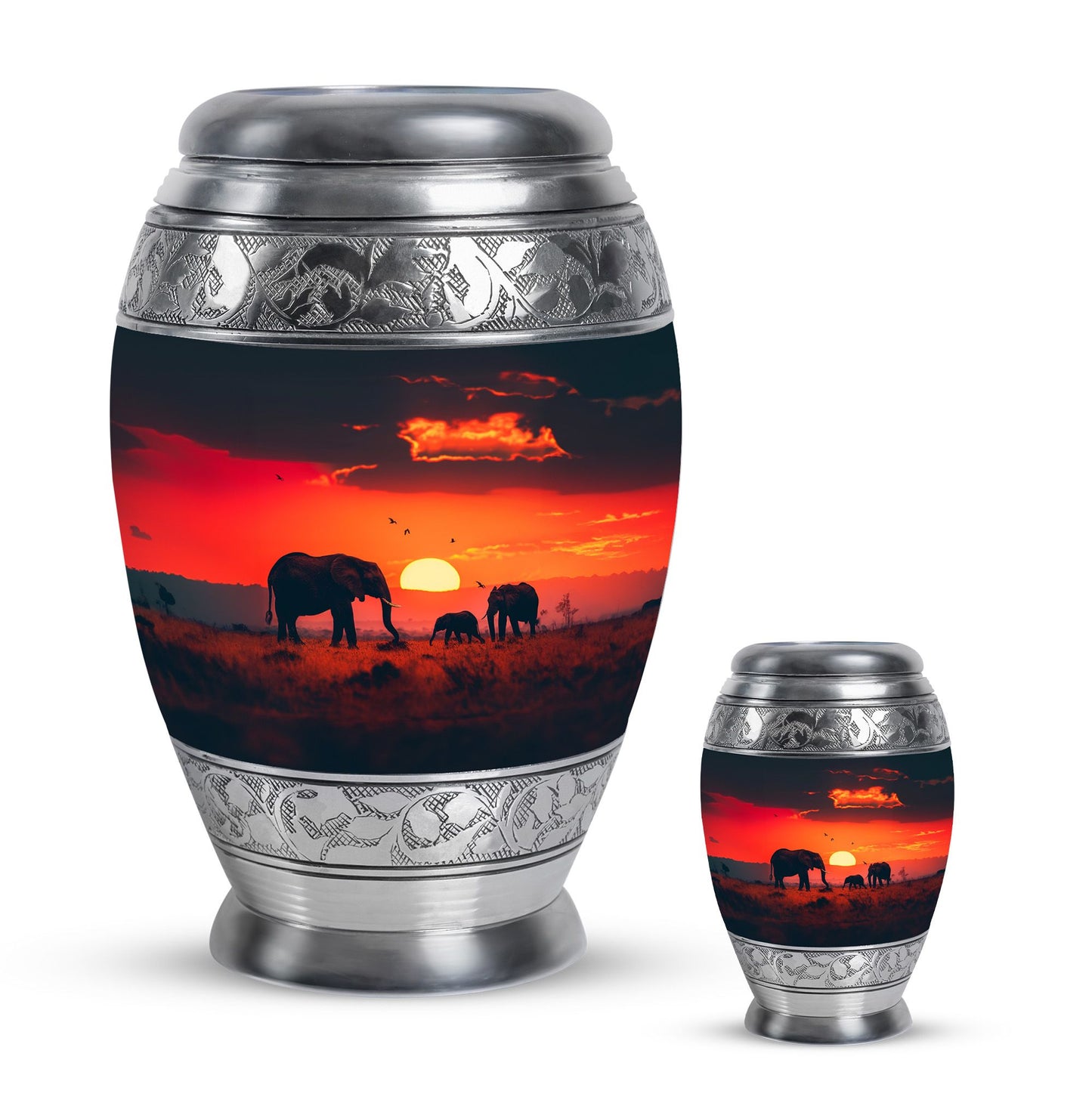 Personalized Elephant Keepsake Urn for Human Ashes - 10-inch, 200 cu in - Yatskia
