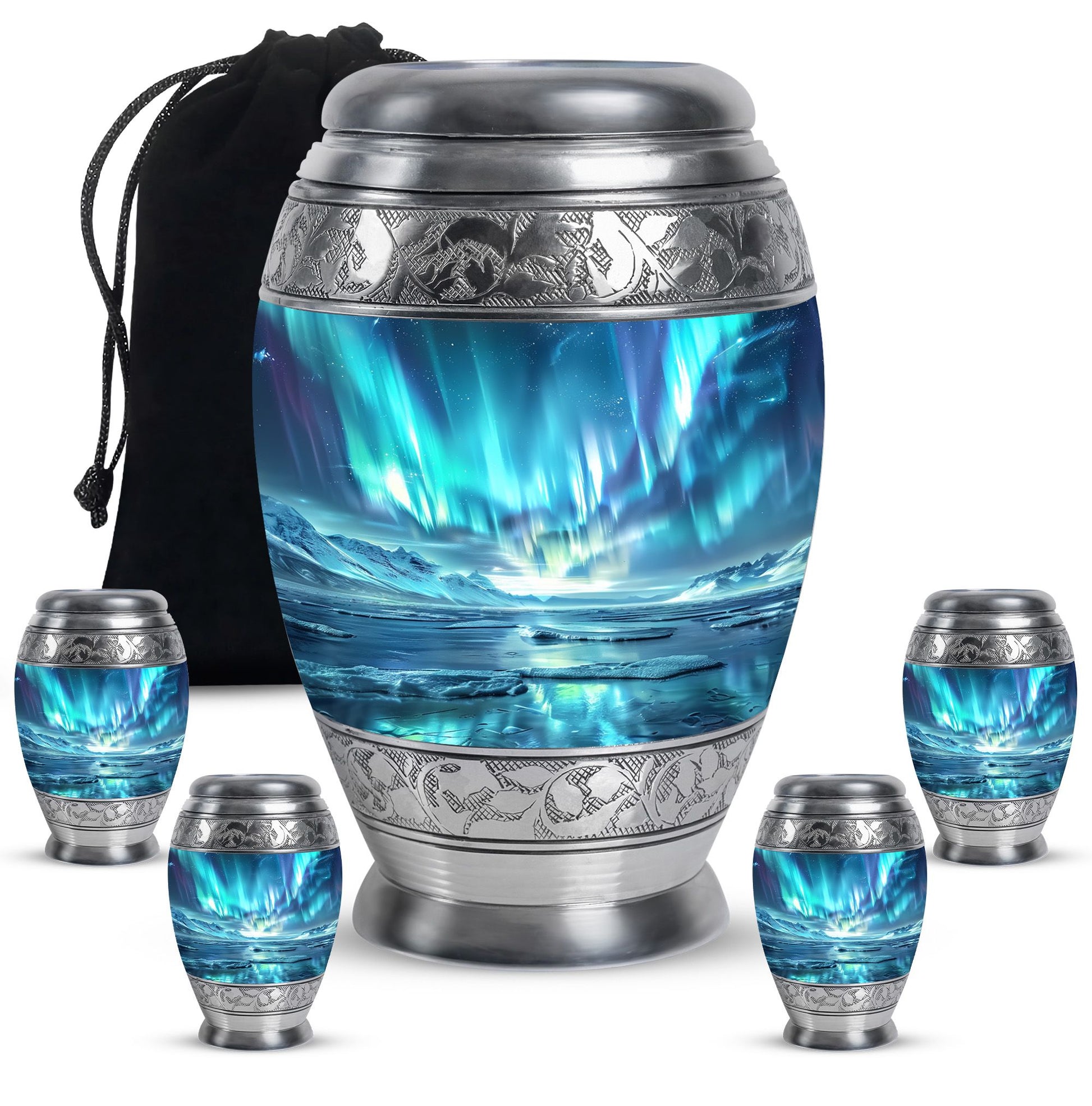 Northern Lights Memorial Urn For Ashes Large Funeral, Ashes Urn