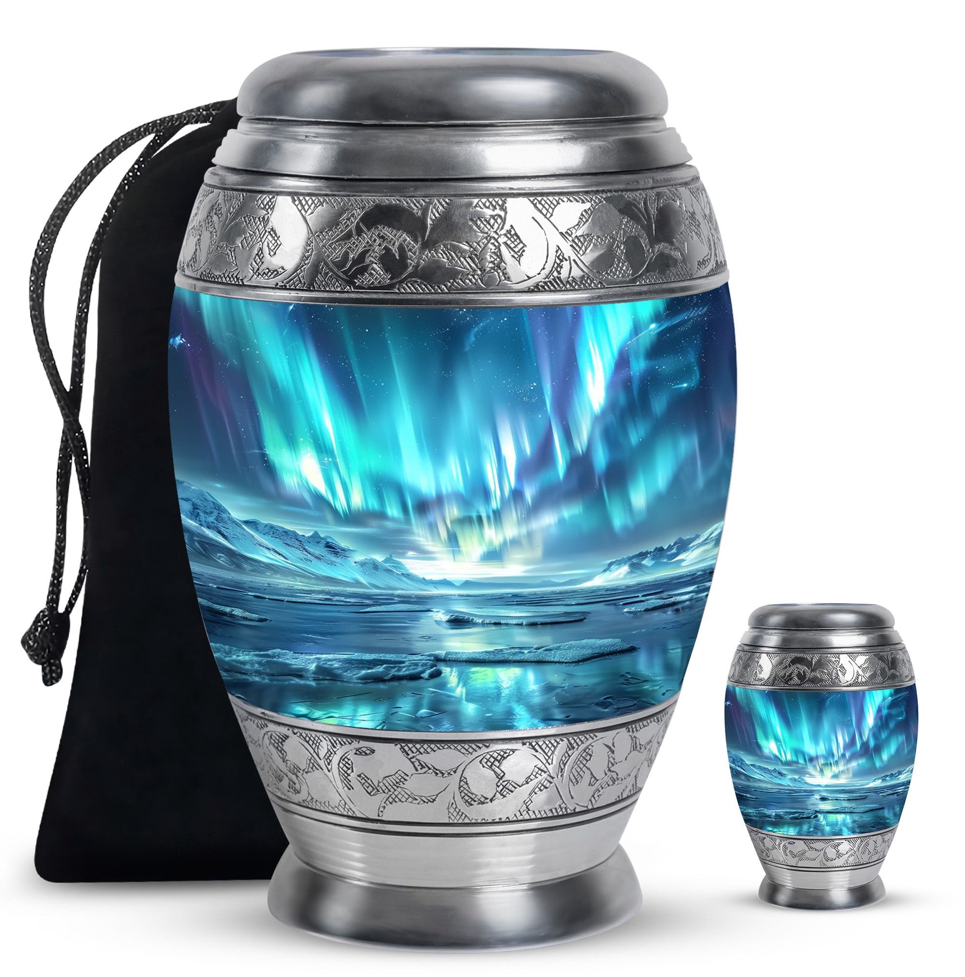 Northern Lights Memorial Urn For Ashes Large Funeral, Ashes Urn