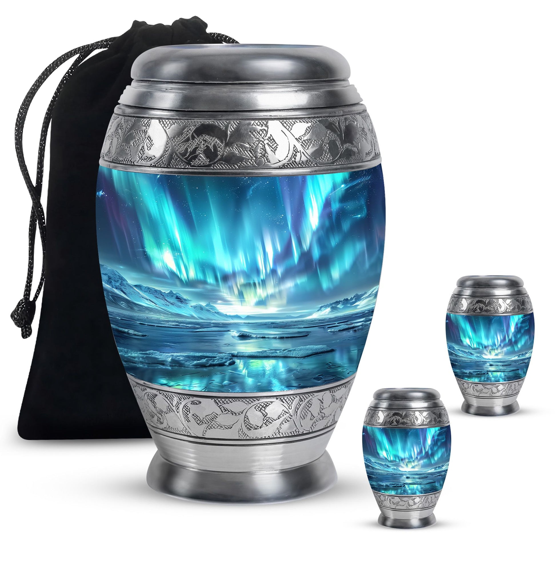Northern Lights Memorial Urn For Ashes Large Funeral, Ashes Urn